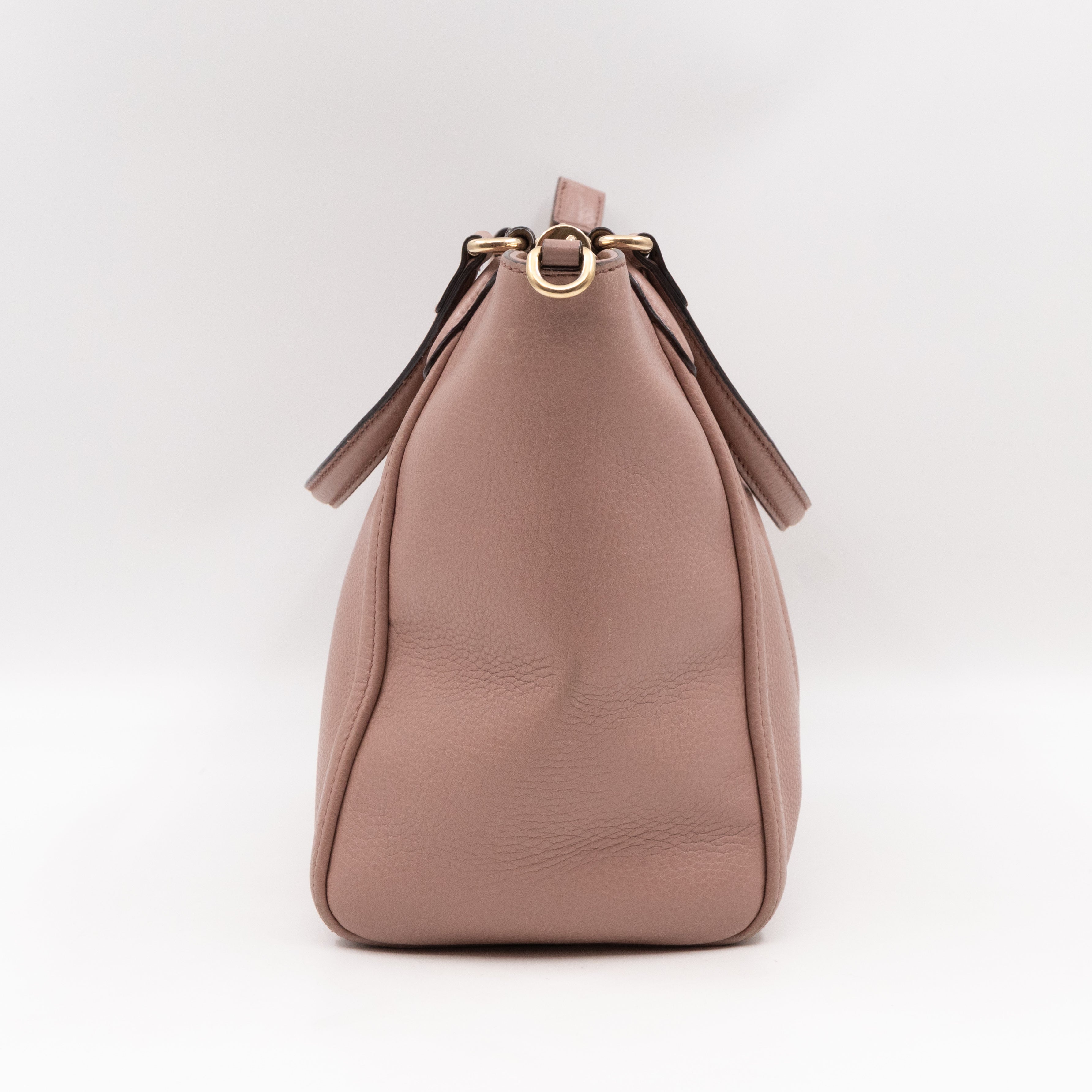 Soho Two Way Shoulder Bag Rose Beige Leather