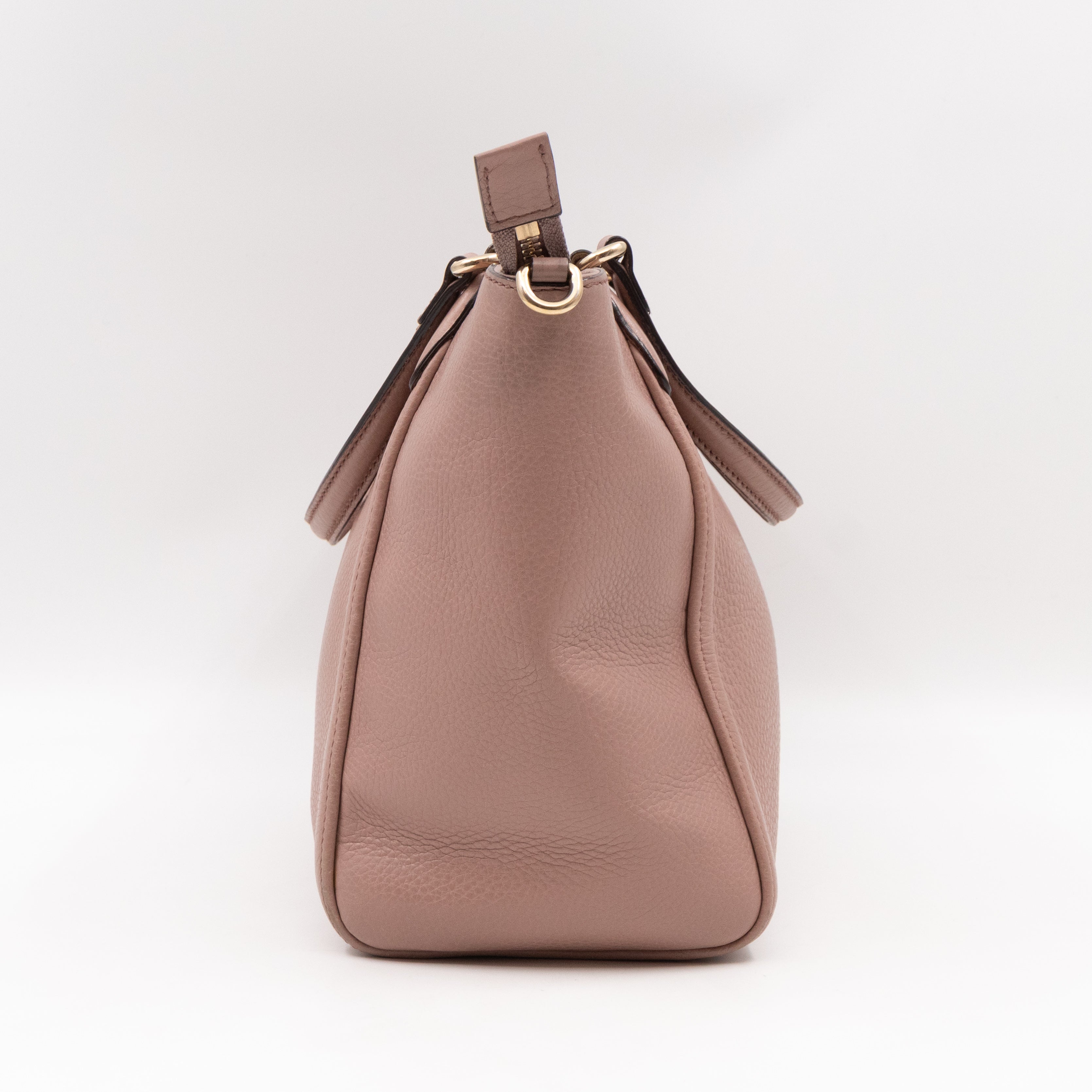Soho Two Way Shoulder Bag Rose Beige Leather