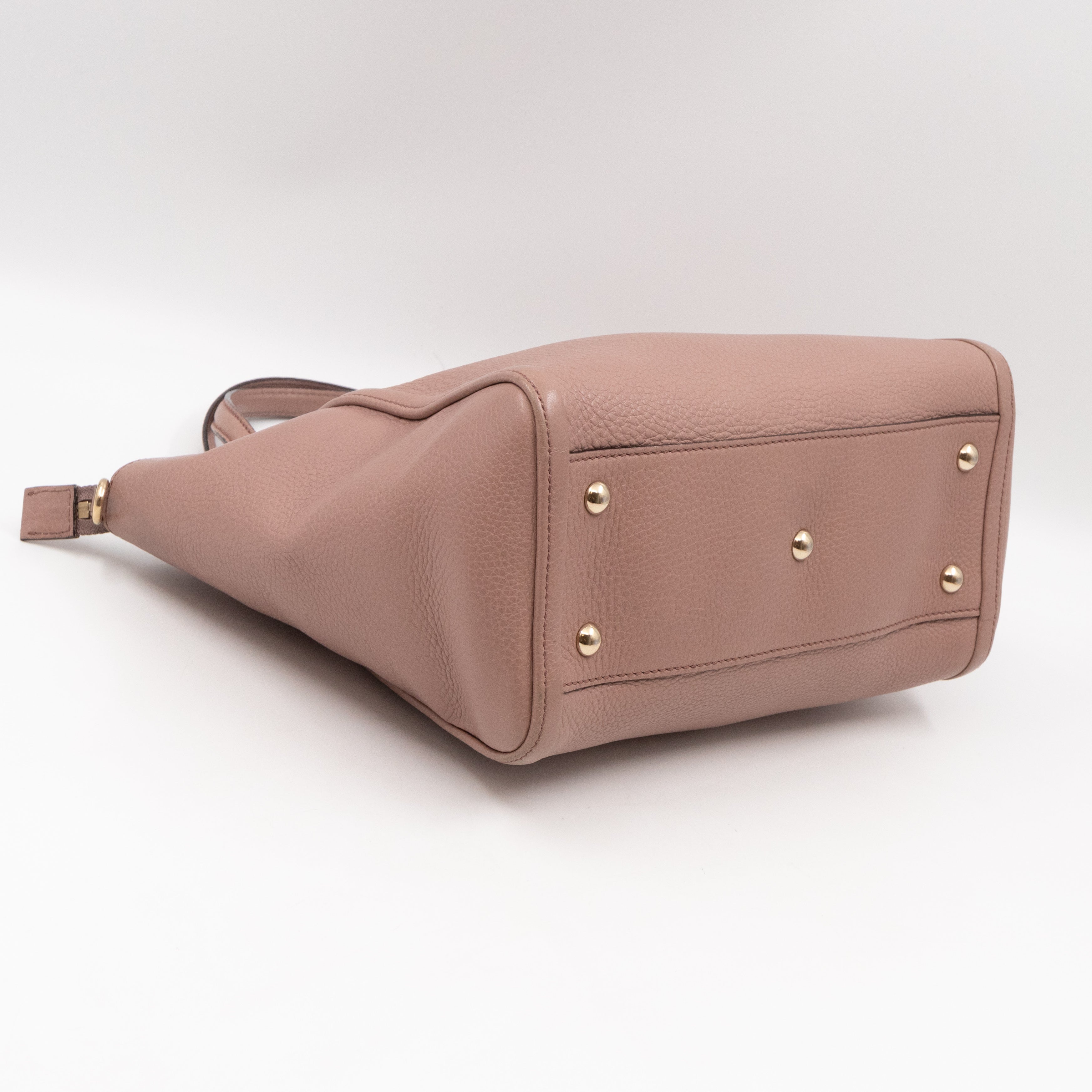 Soho Two Way Shoulder Bag Rose Beige Leather