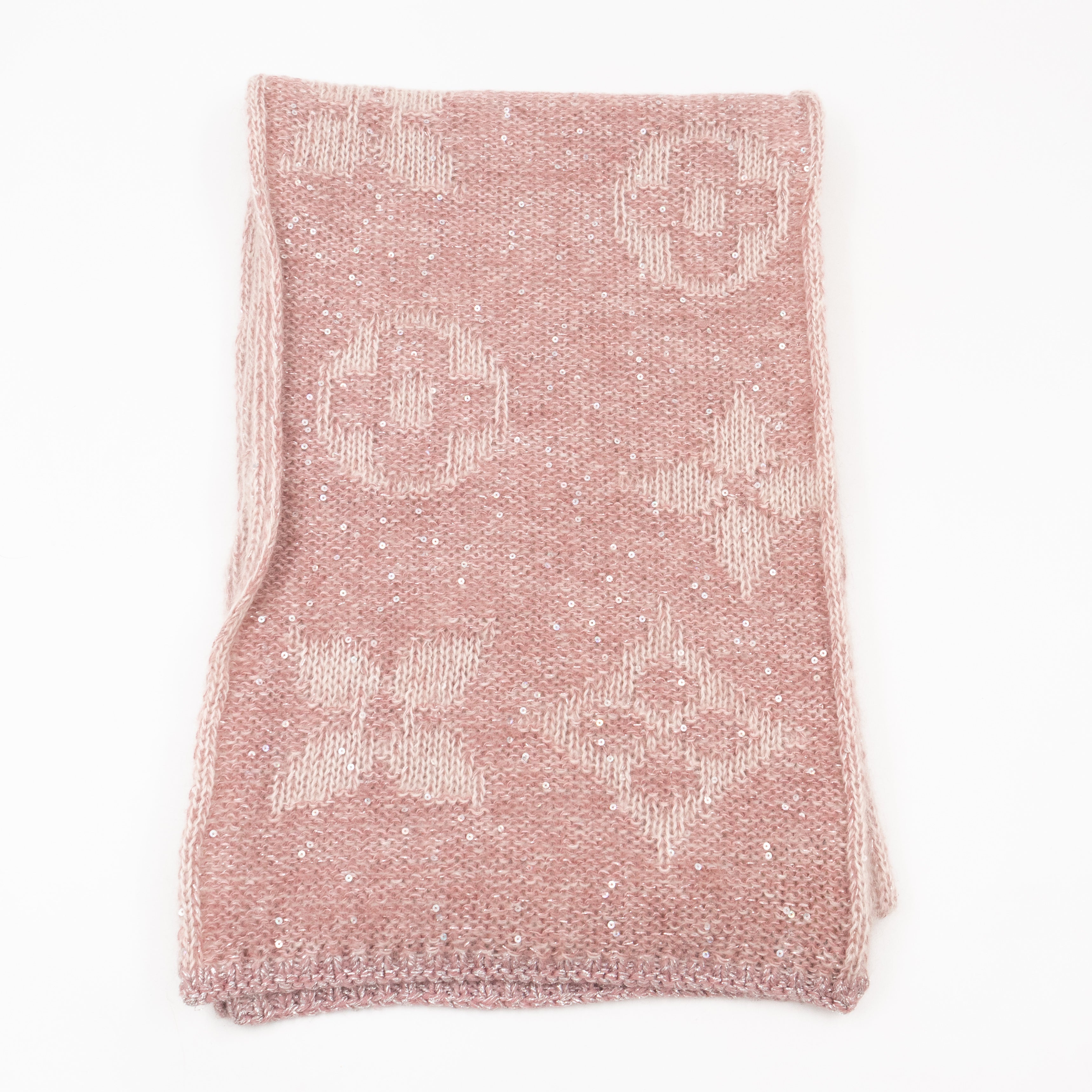 Monogram Glitter Scarf Light Pink Mohair & Nylon Blend