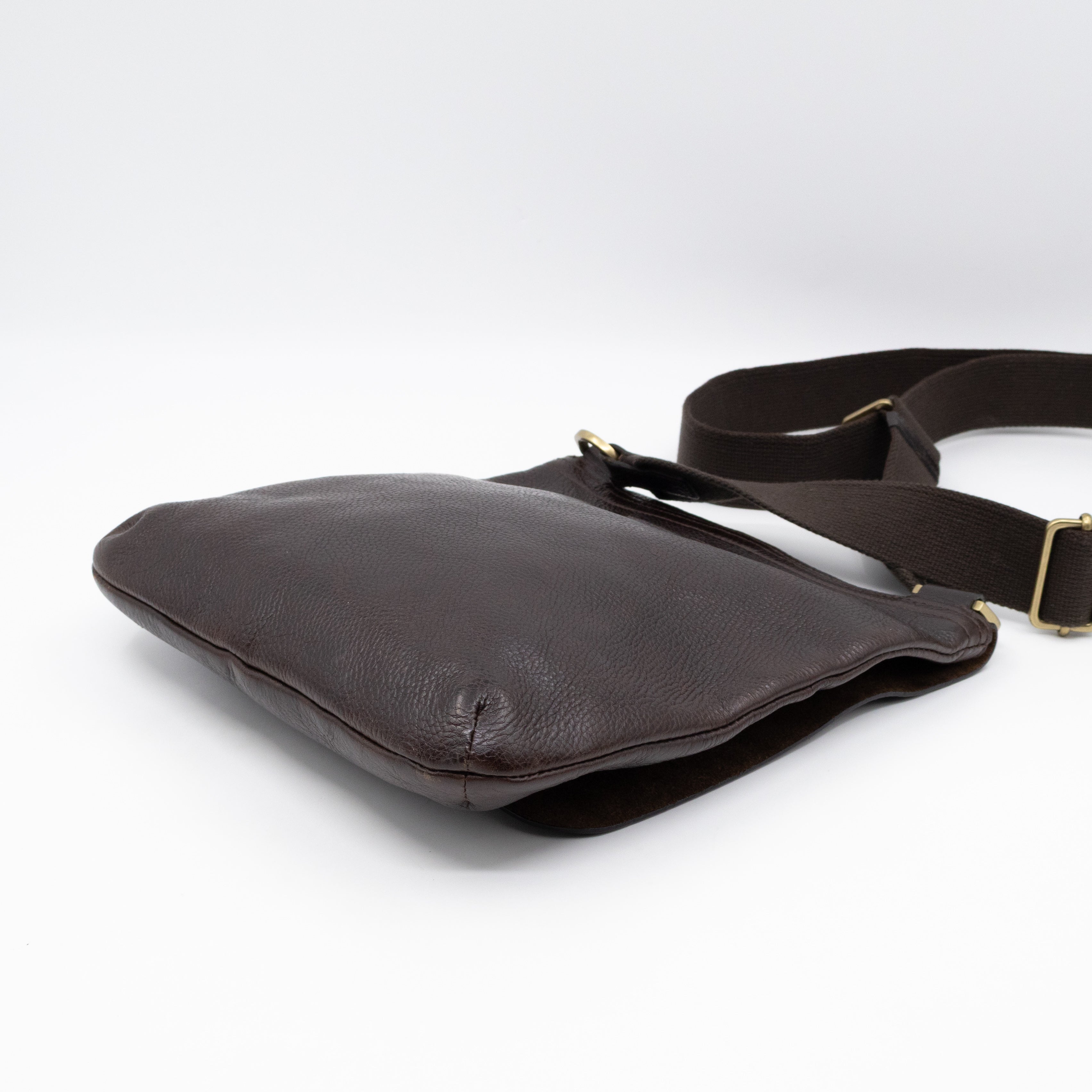 Vintage Crossbody Flap Bag Brown Leather