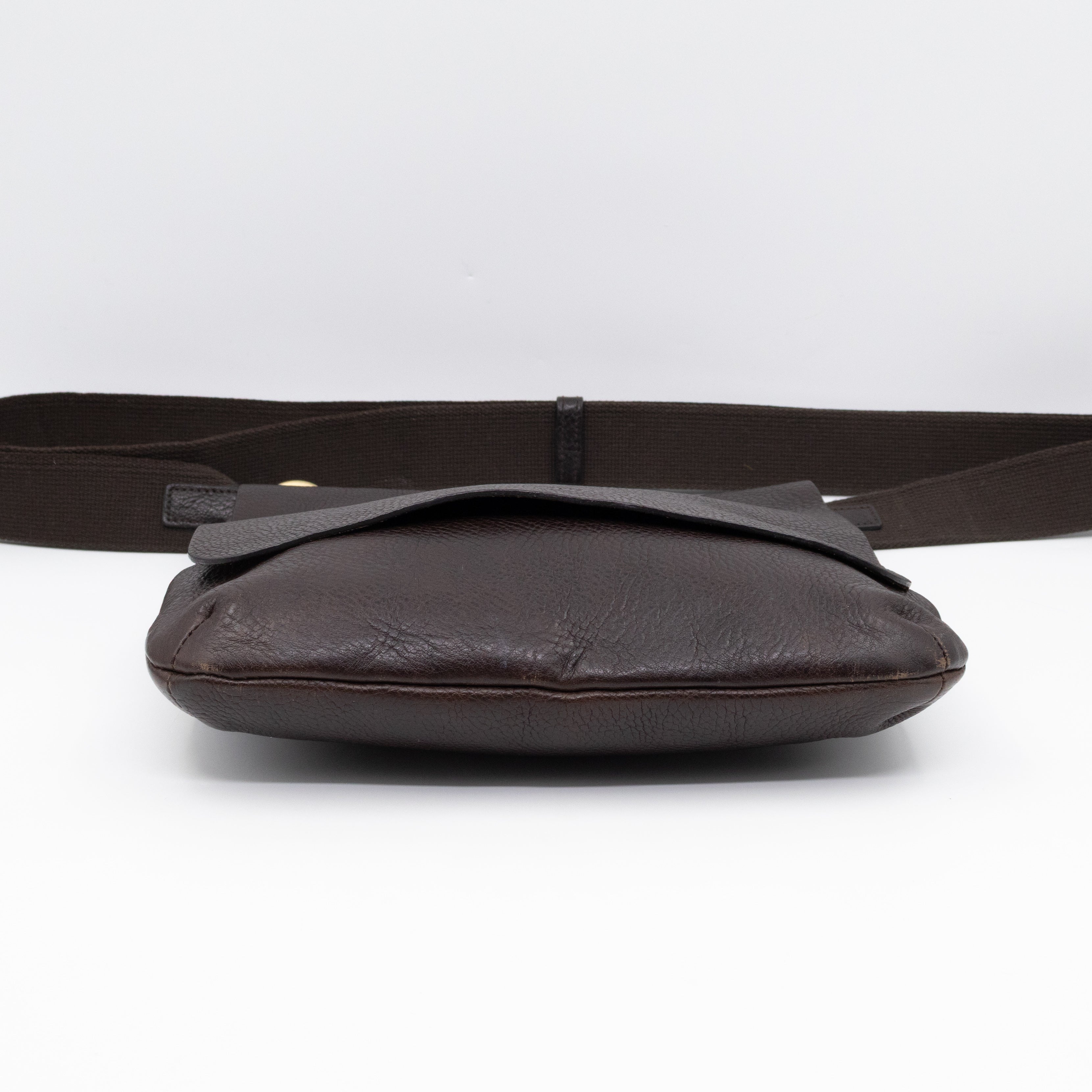 Vintage Crossbody Flap Bag Brown Leather