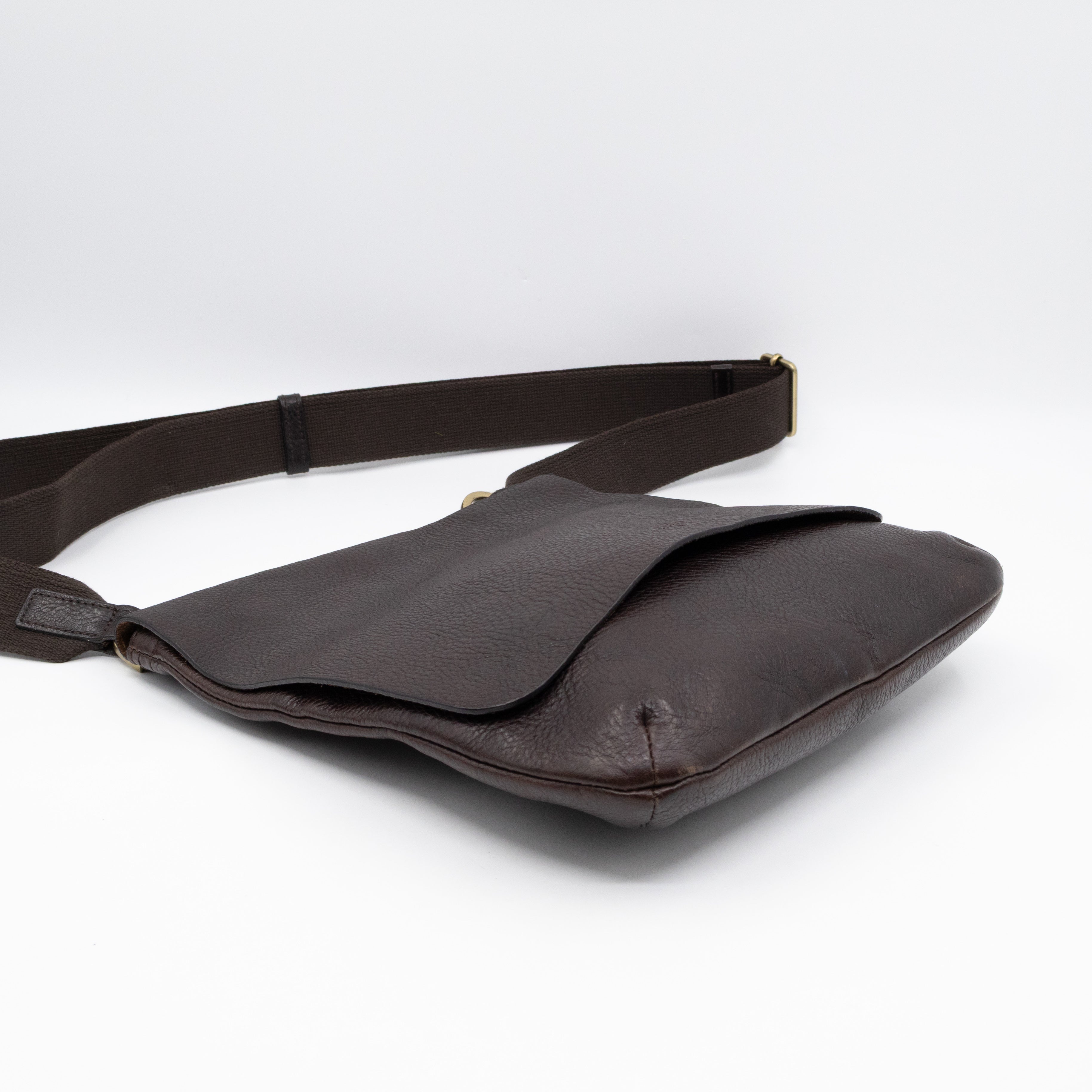 Vintage Crossbody Flap Bag Brown Leather