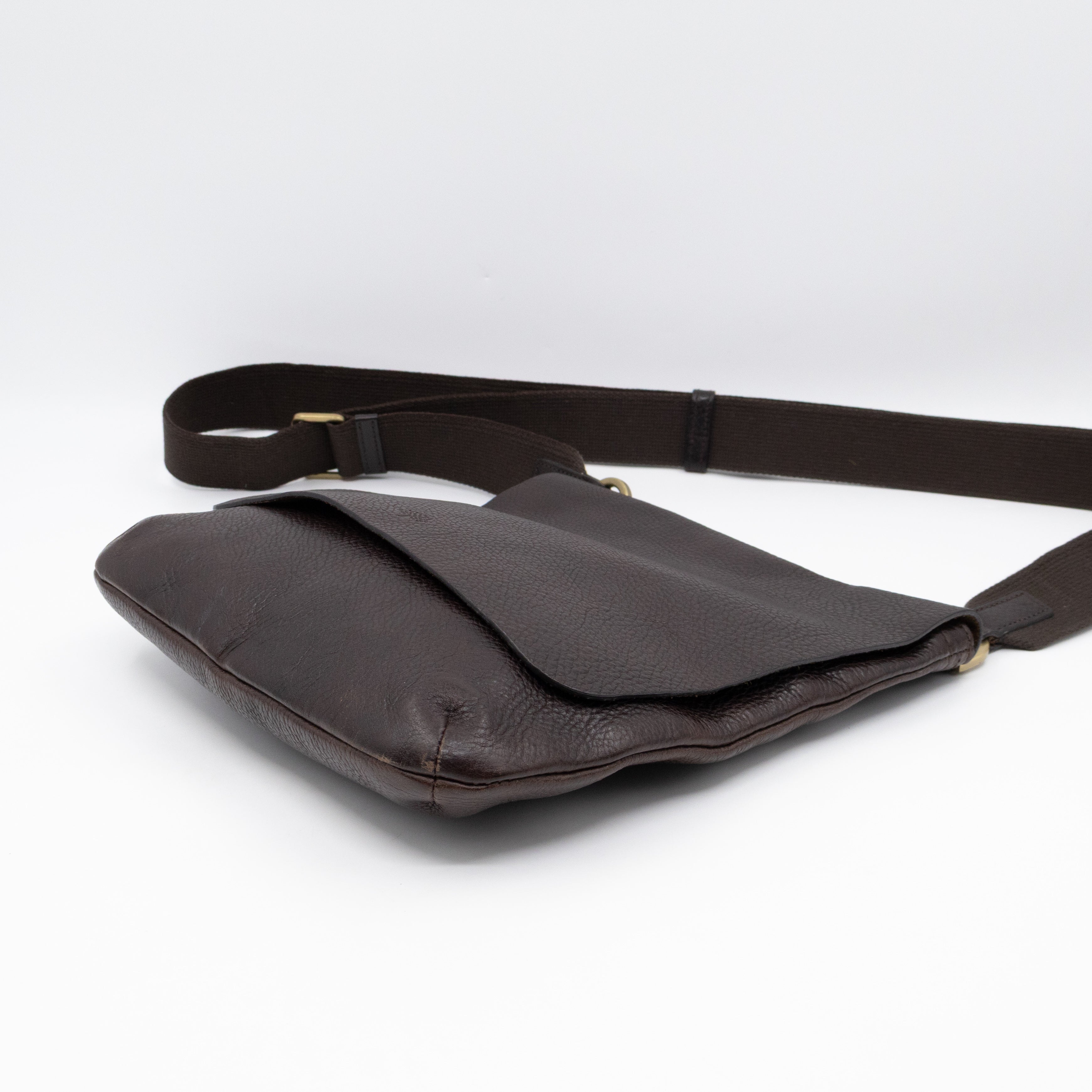 Vintage Crossbody Flap Bag Brown Leather