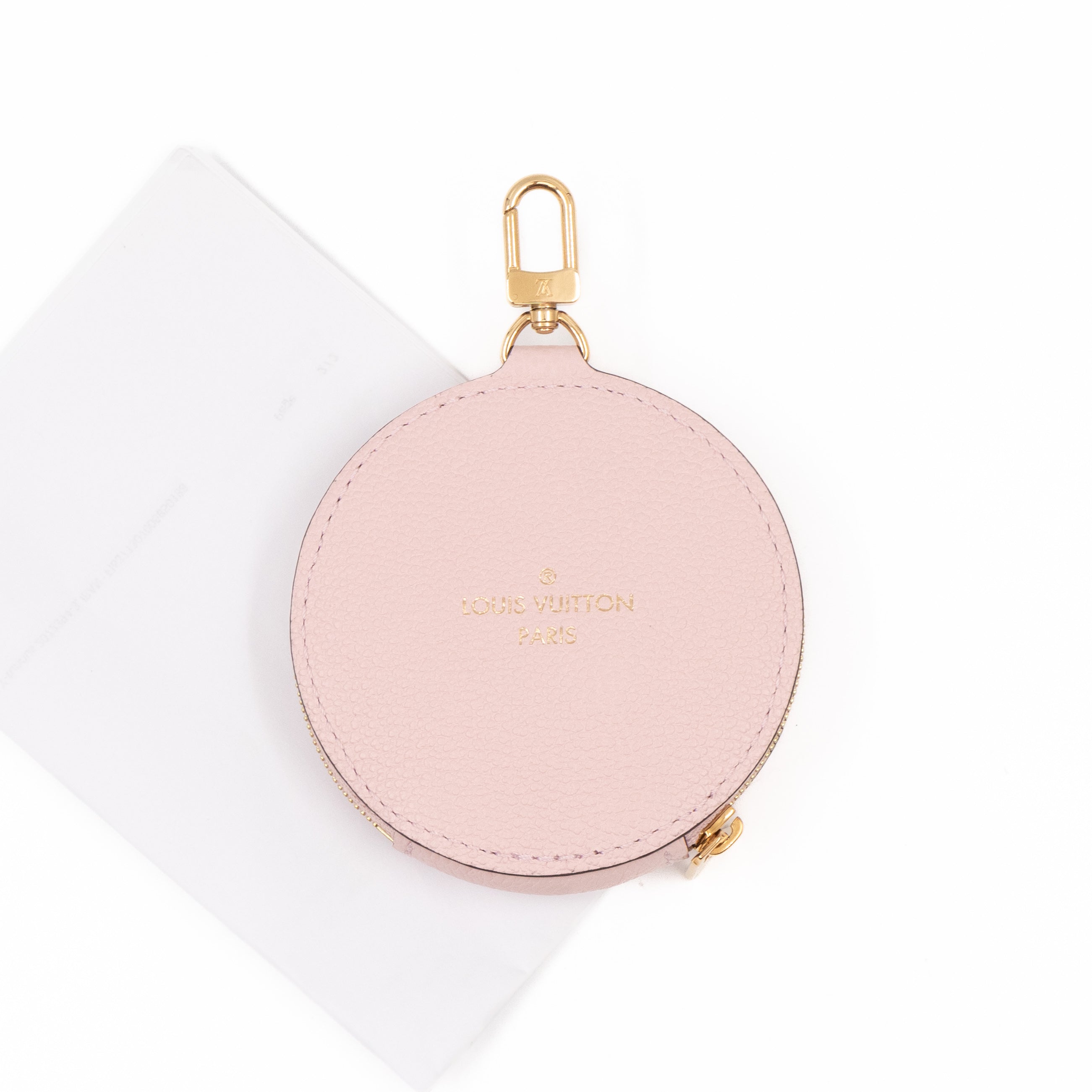 Round Coin Purse Light Pink Leather