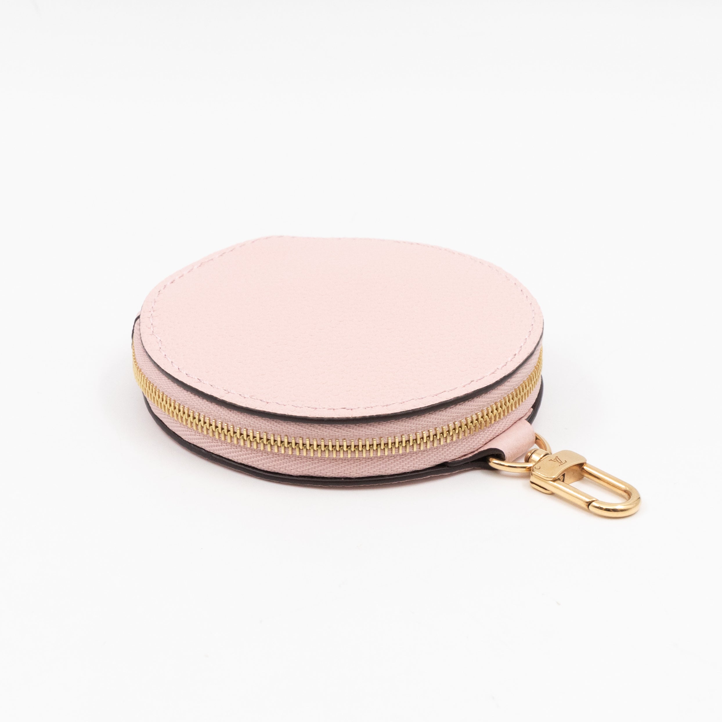 Round Coin Purse Light Pink Leather
