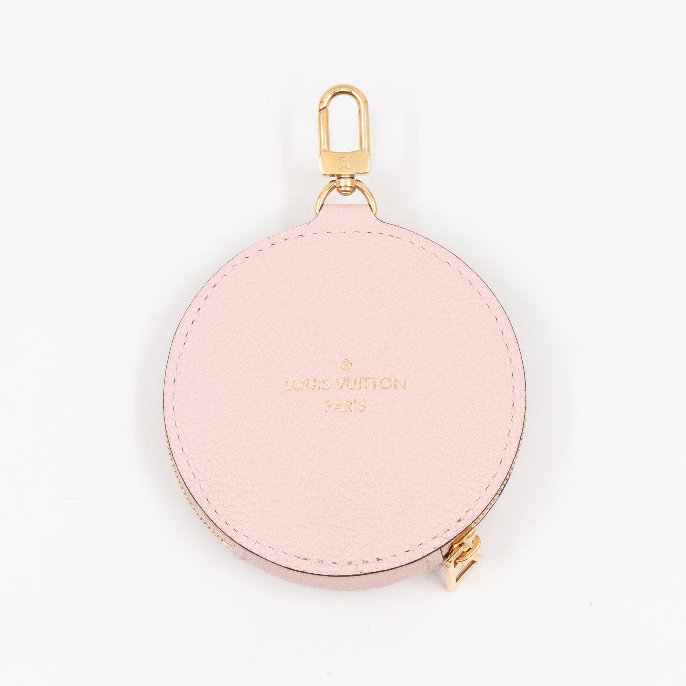 Round Coin Purse Light Pink Leather