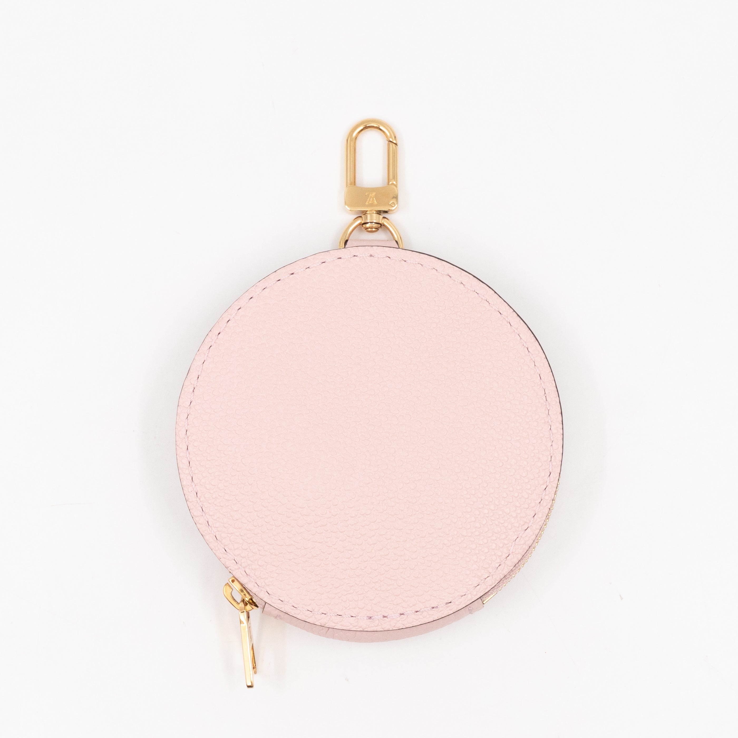 Round Coin Purse Light Pink Leather