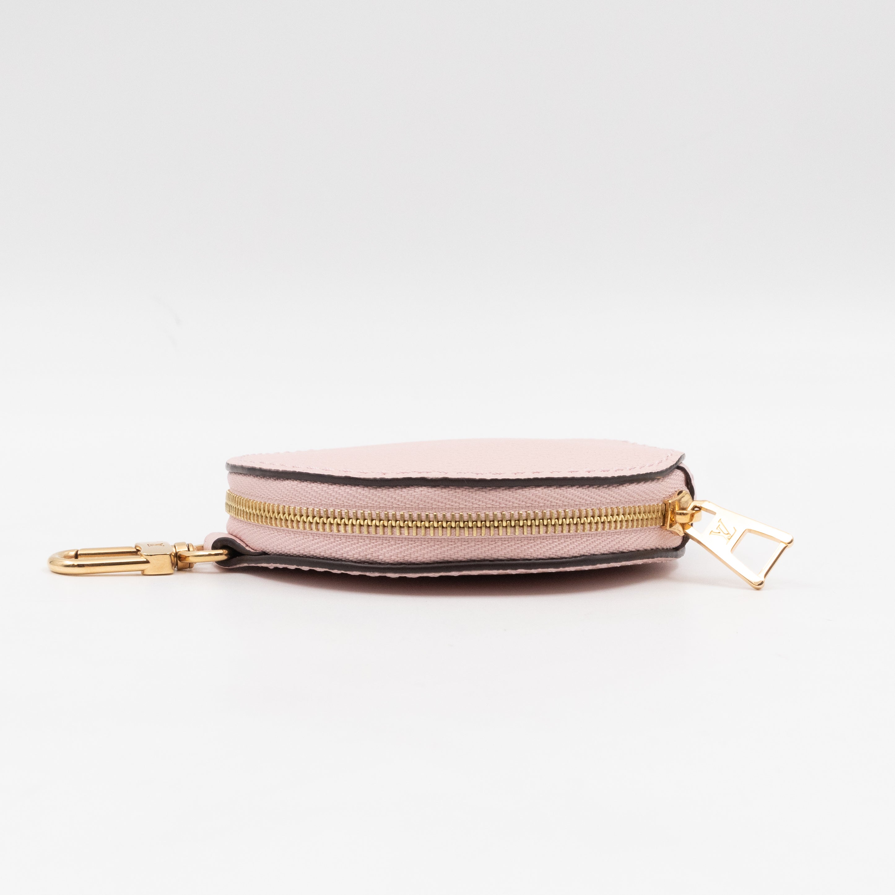 Round Coin Purse Light Pink Leather