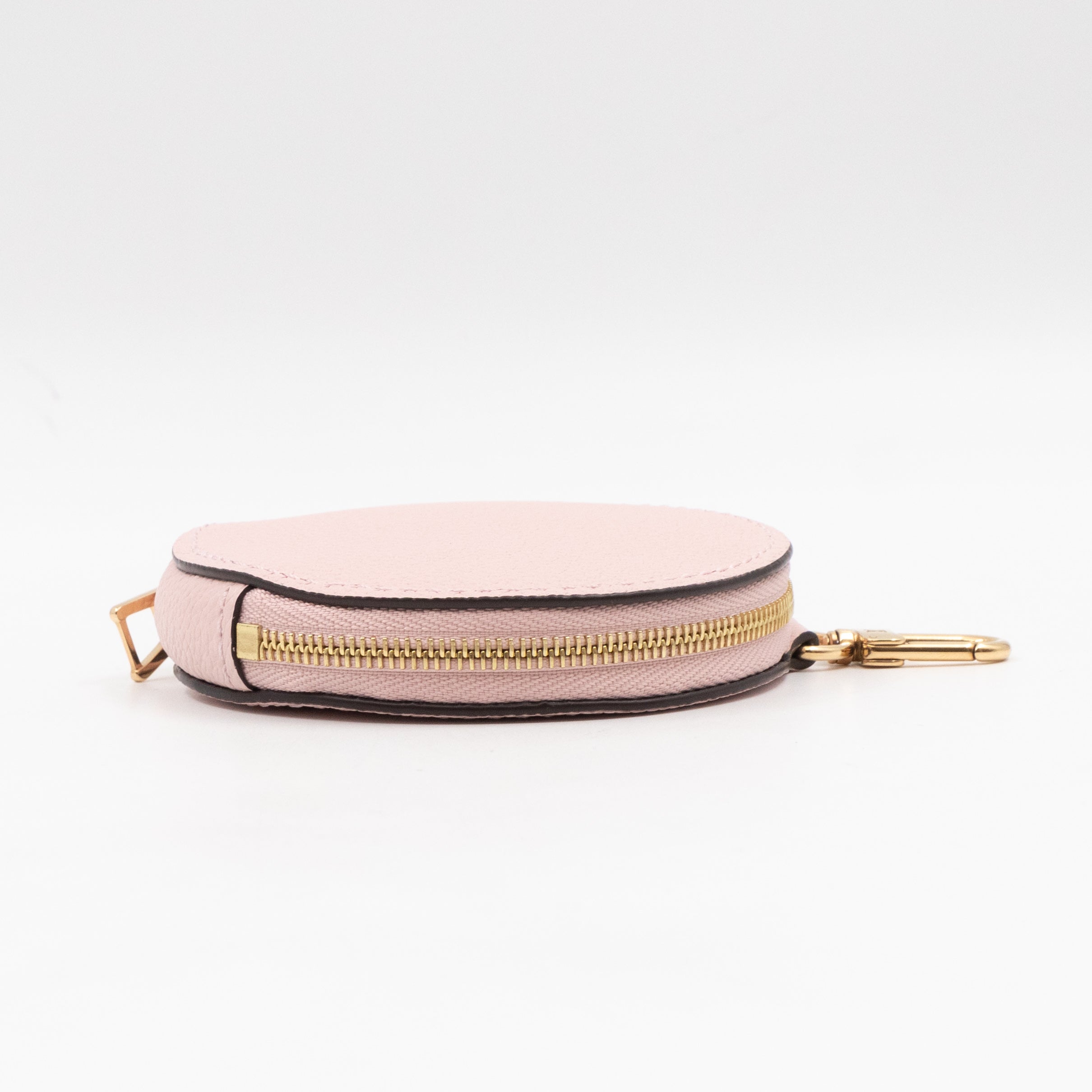 Round Coin Purse Light Pink Leather