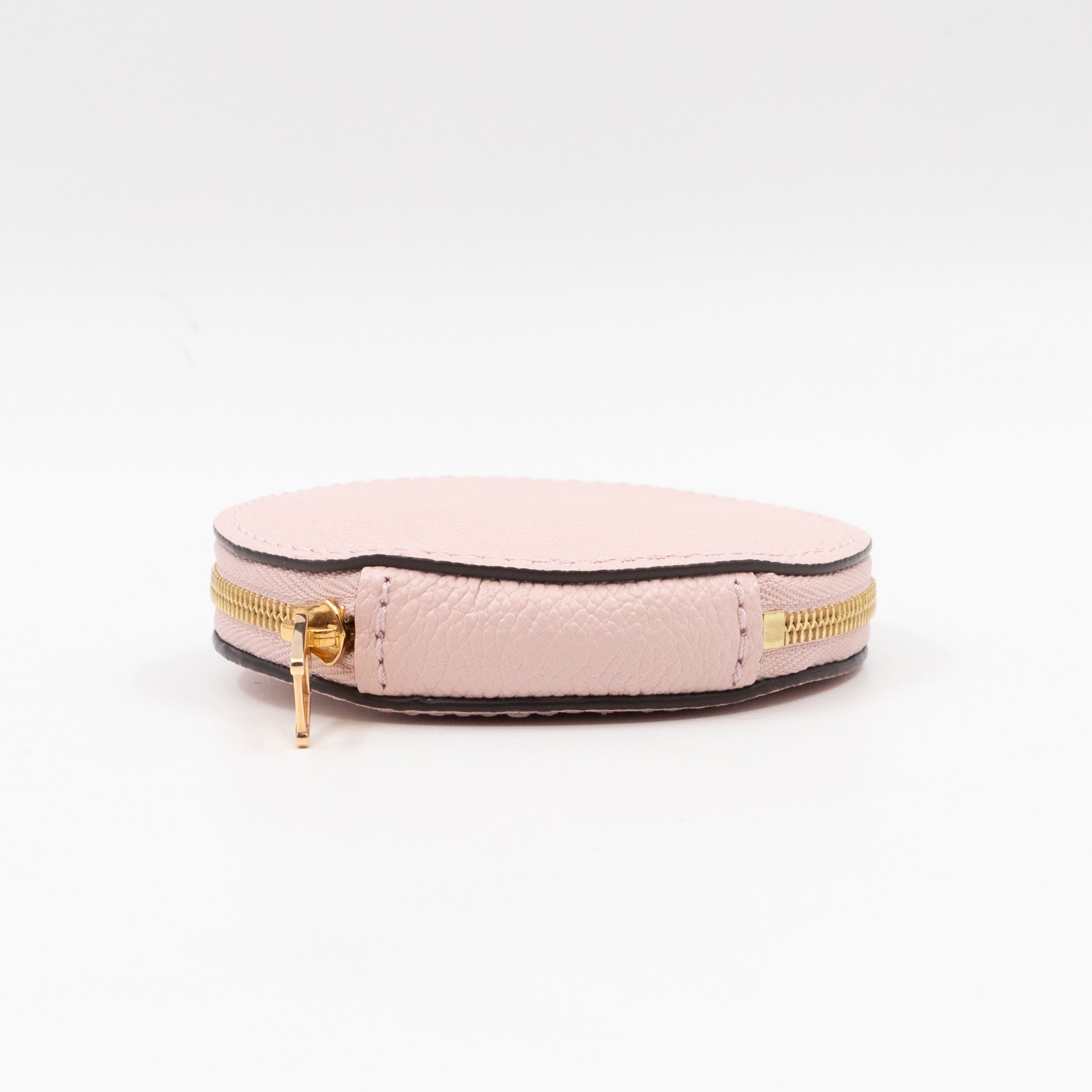 Round Coin Purse Light Pink Leather
