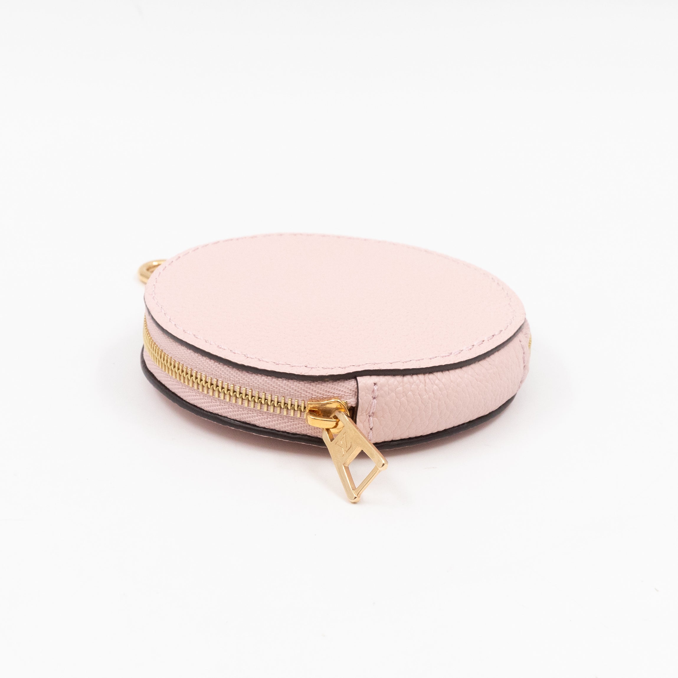 Round Coin Purse Light Pink Leather