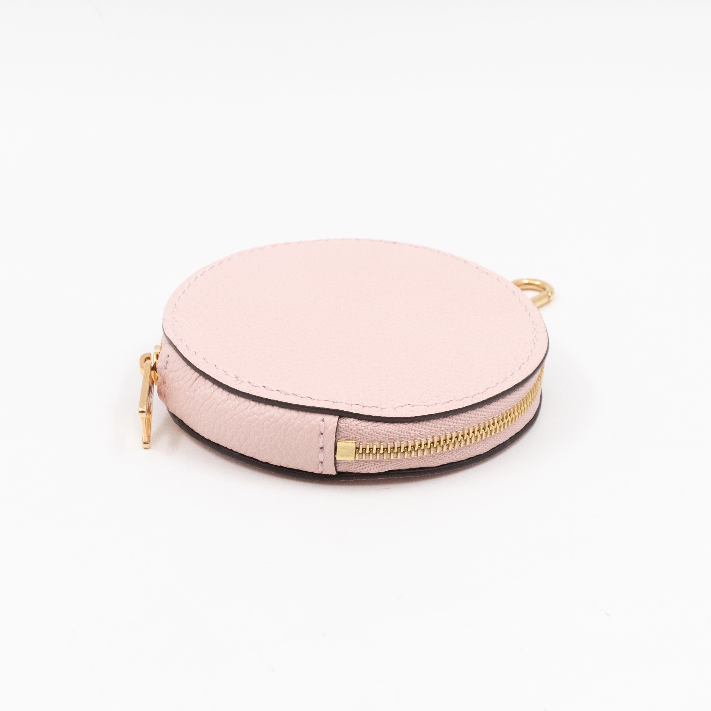 Round Coin Purse Light Pink Leather