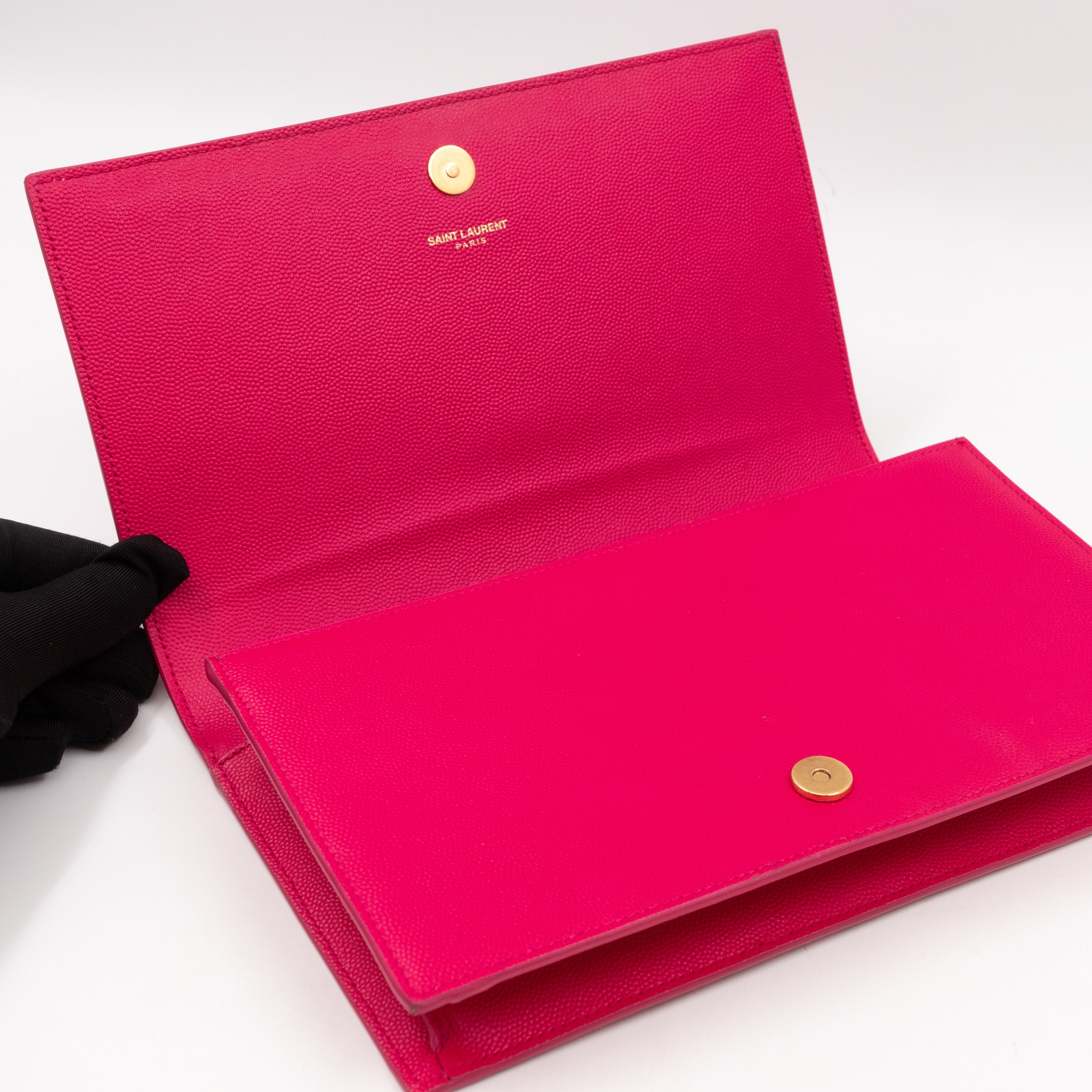 Classic Kate Clutch Pink Grained Leather