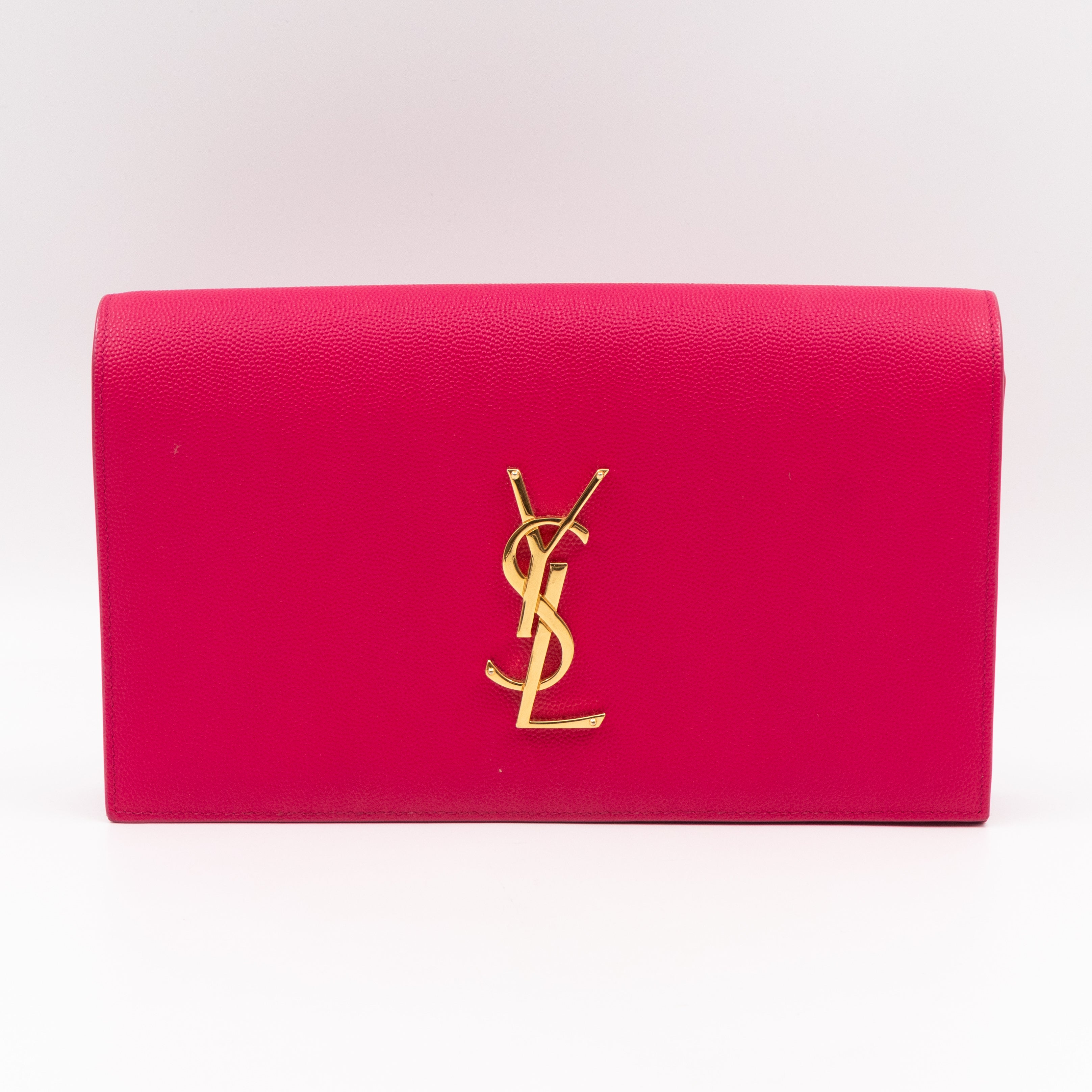 Classic Kate Clutch Pink Grained Leather