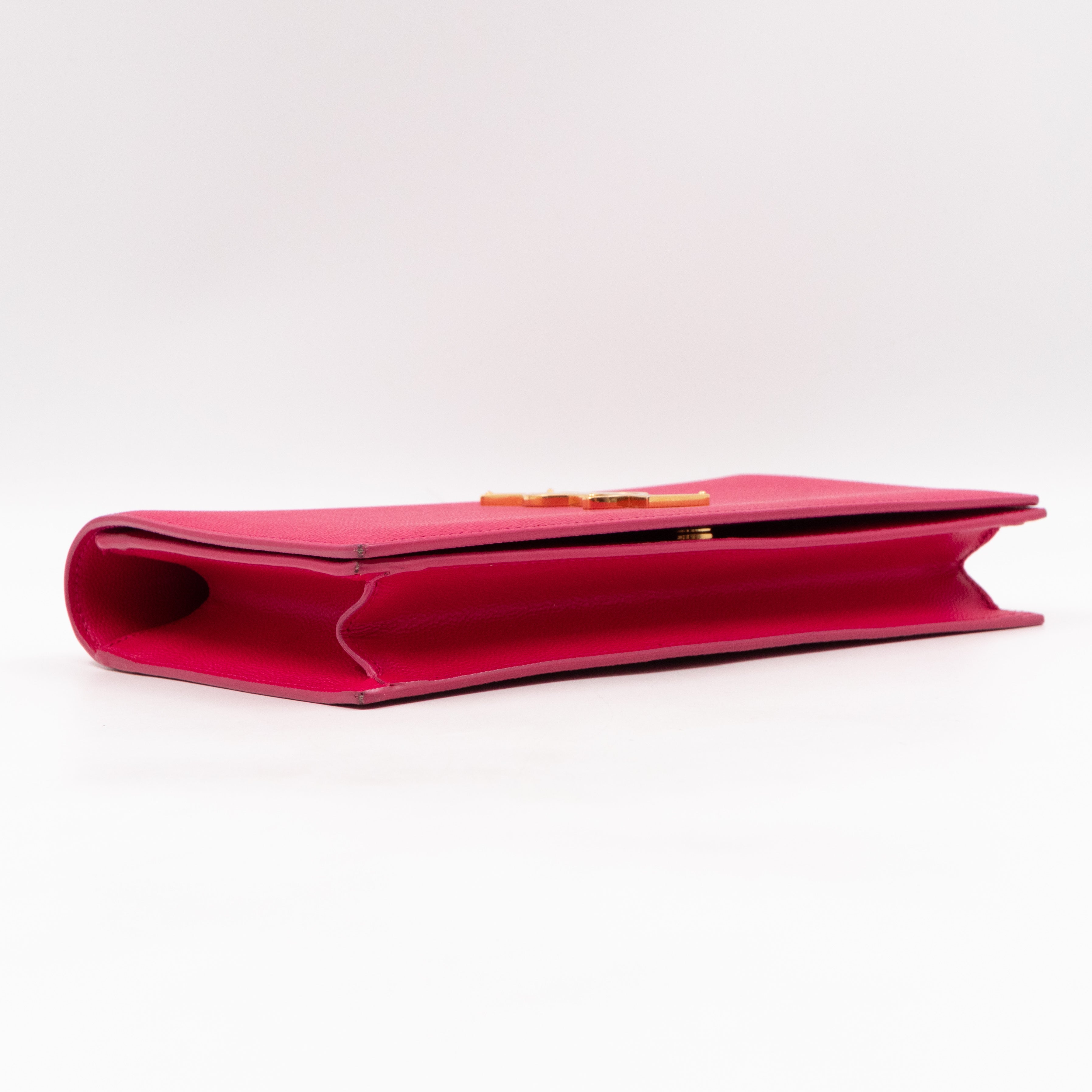 Classic Kate Clutch Pink Grained Leather