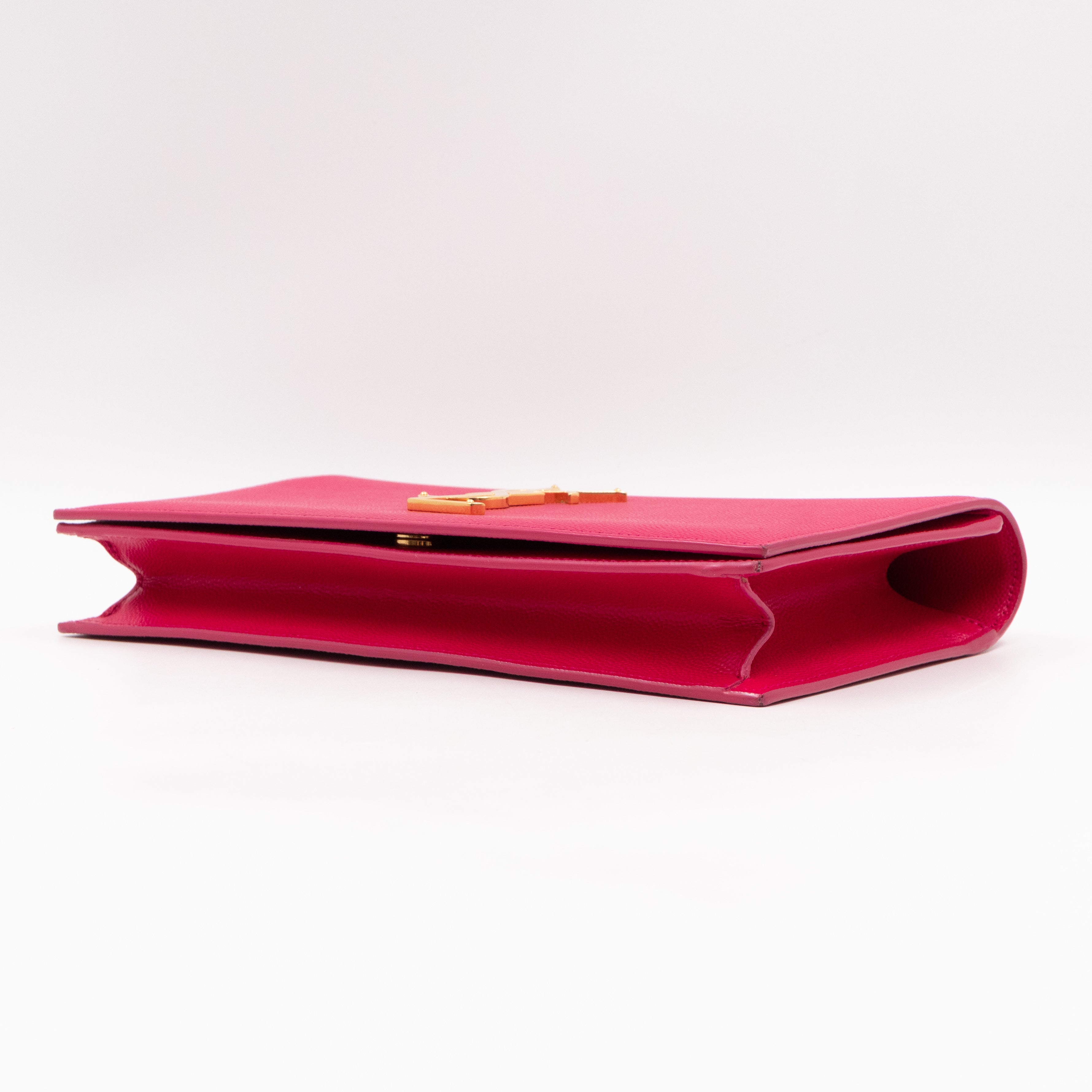 Classic Kate Clutch Pink Grained Leather