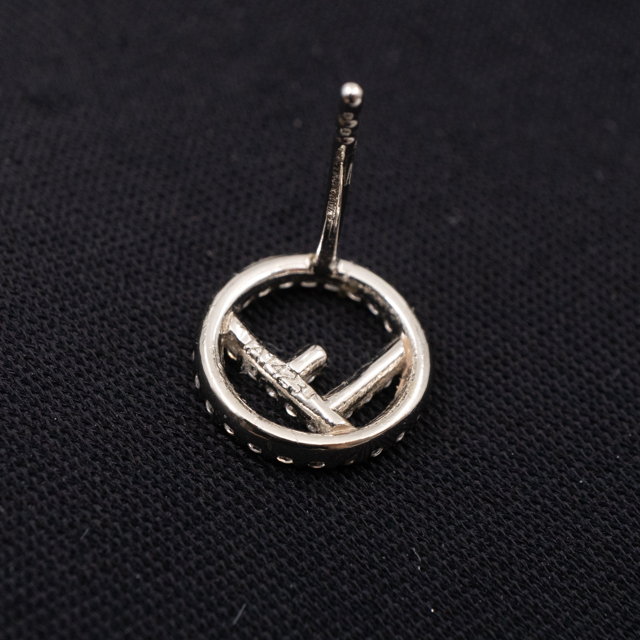 F is Fendi Crystal Earrings Silver
