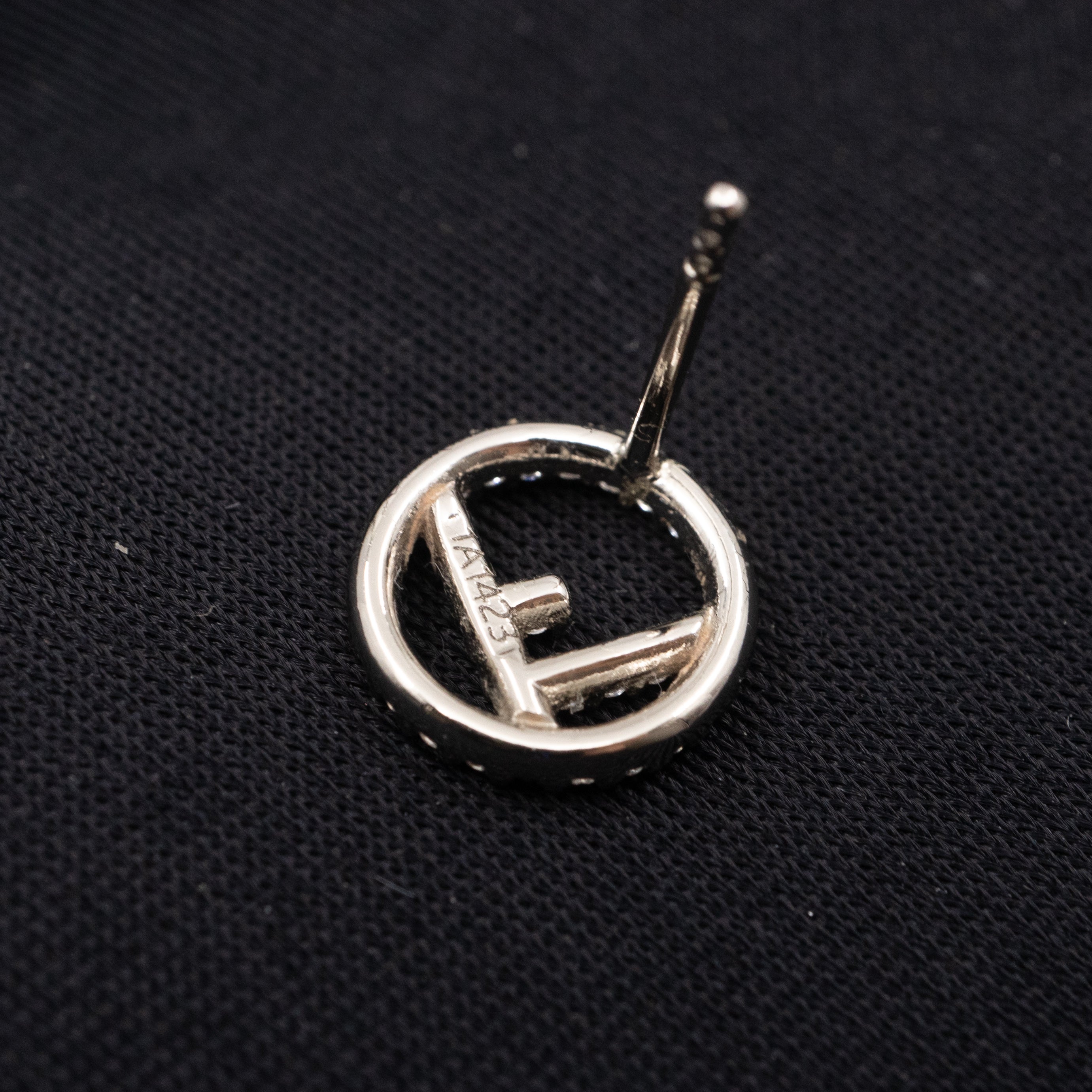F is Fendi Crystal Earrings Silver
