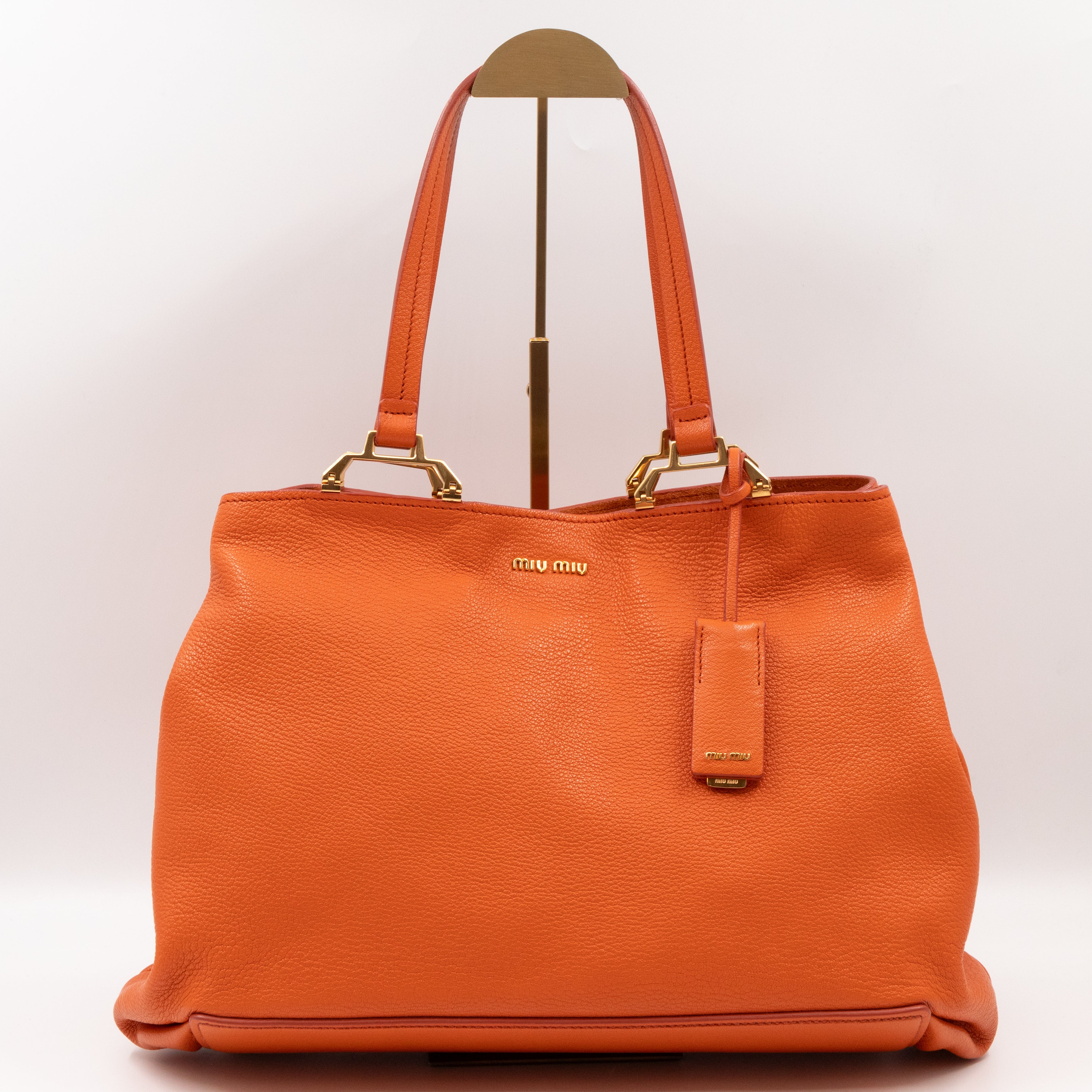 Tote Bag Orange Leather with Pouch