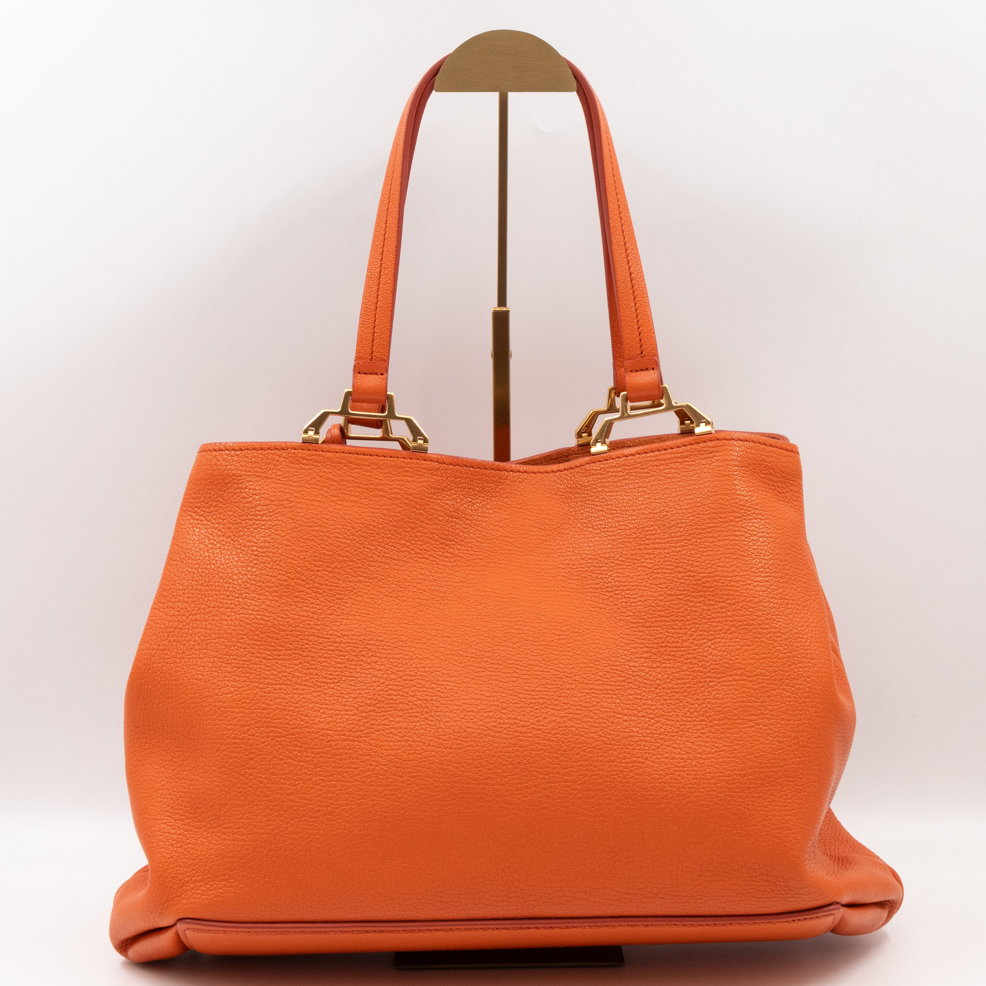Tote Bag Orange Leather with Pouch
