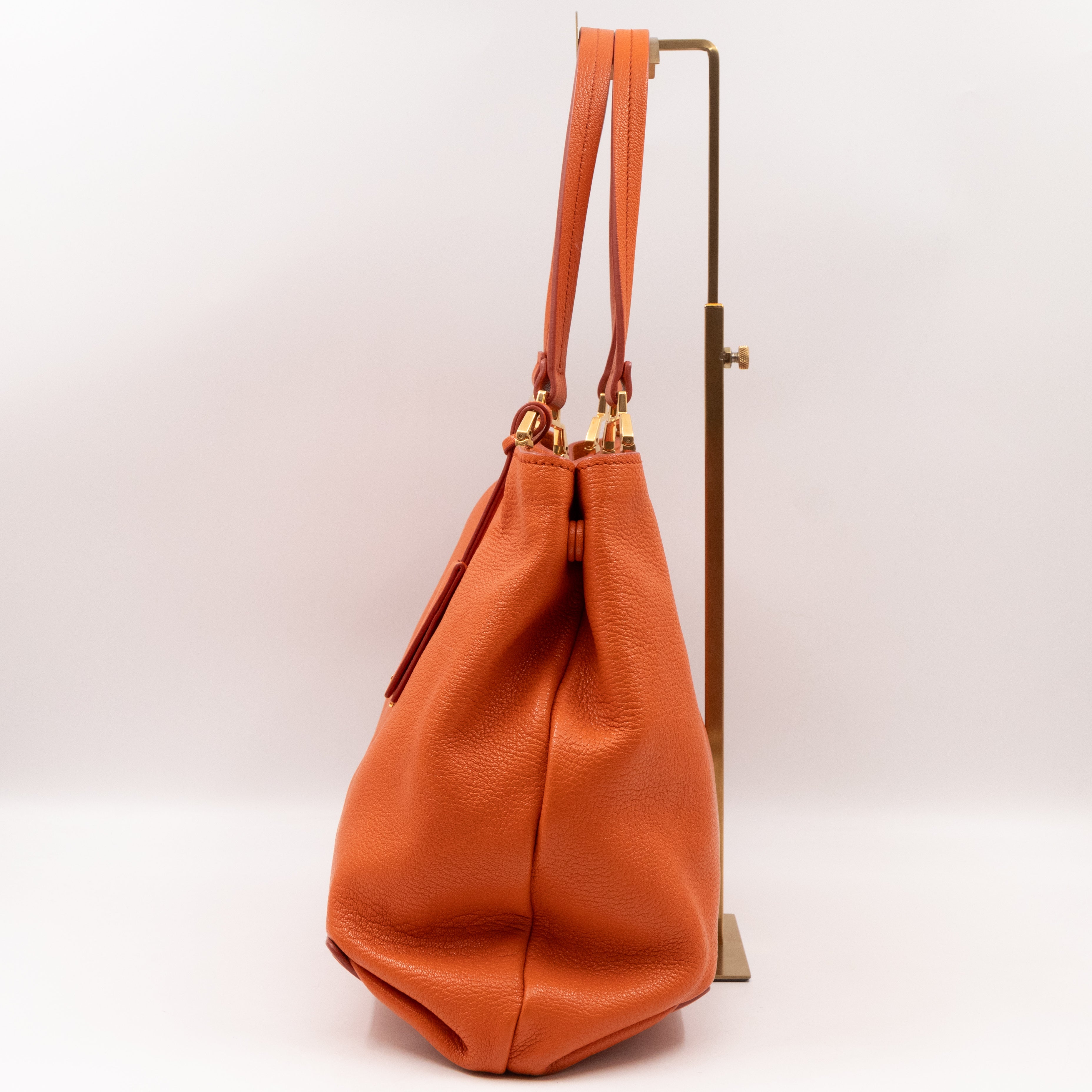 Tote Bag Orange Leather with Pouch