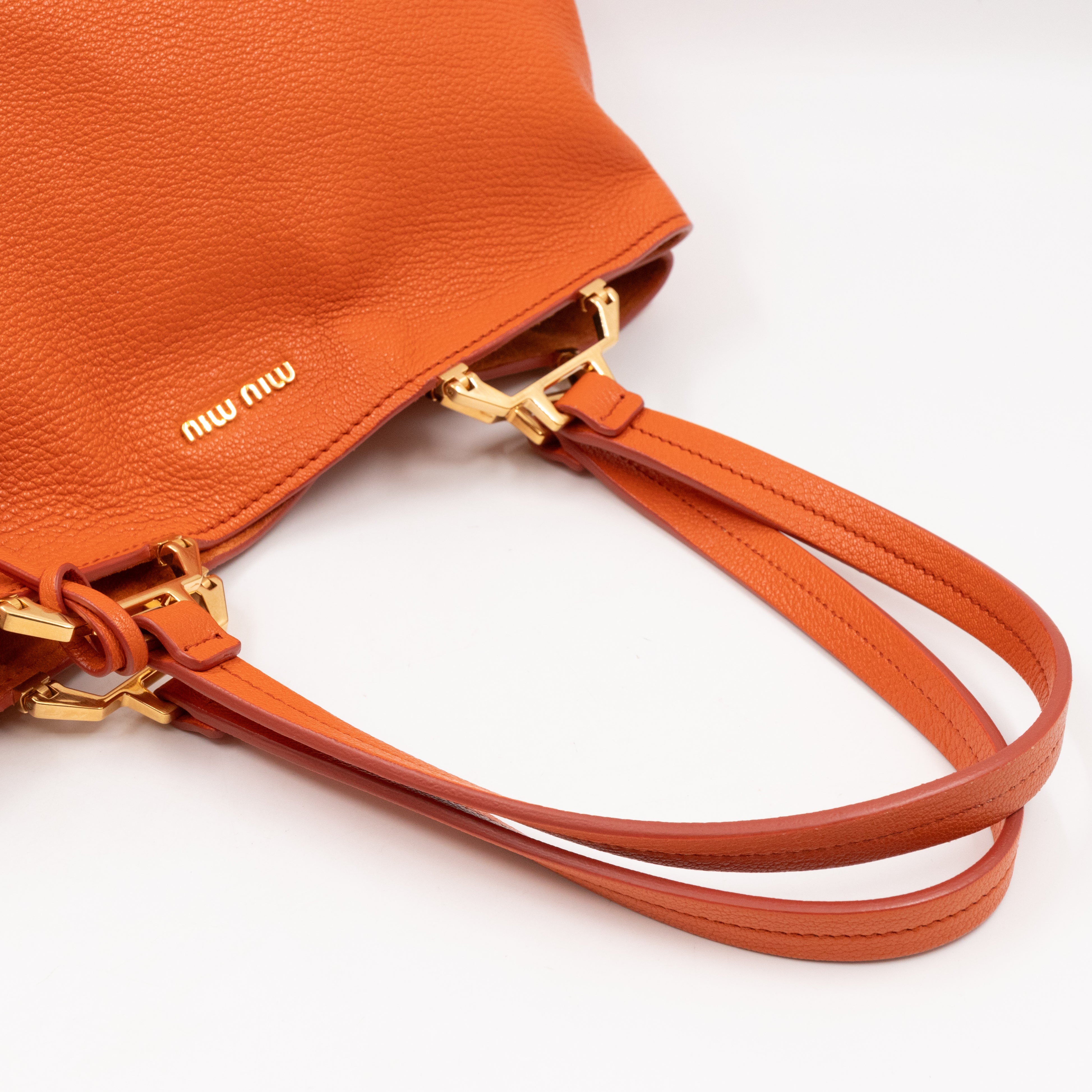 Tote Bag Orange Leather with Pouch
