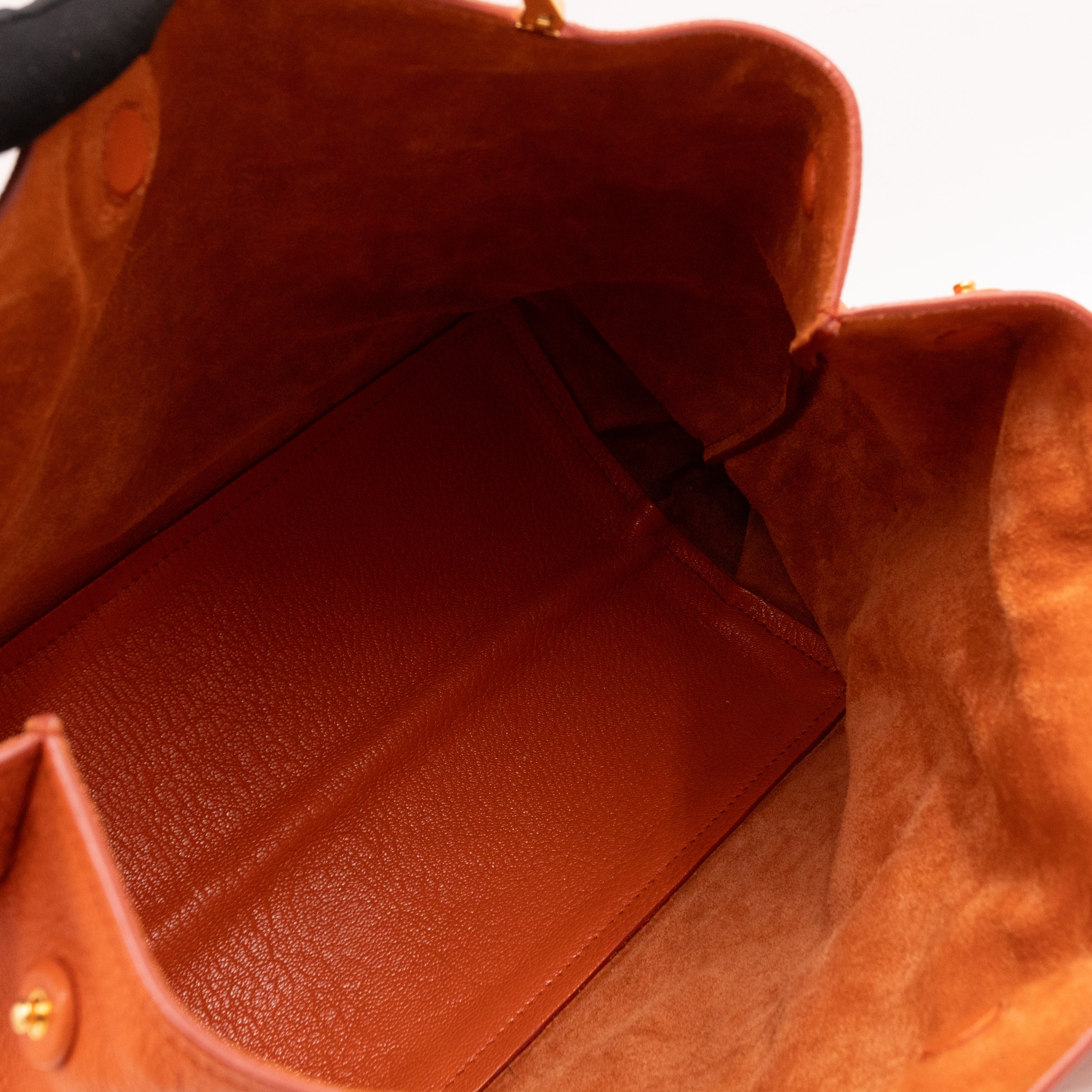 Tote Bag Orange Leather with Pouch