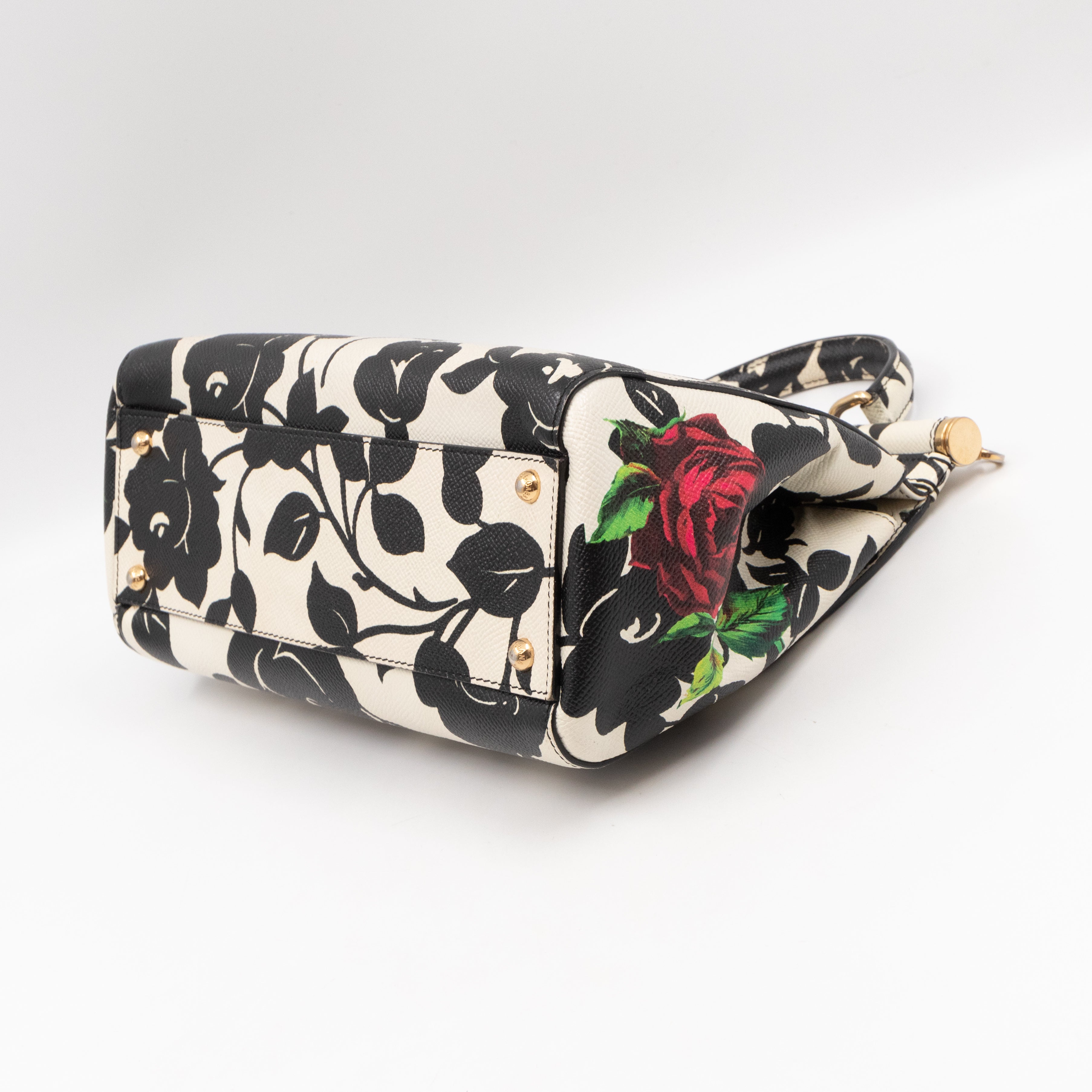 Sicily Red Roses Print Dauphine Leather