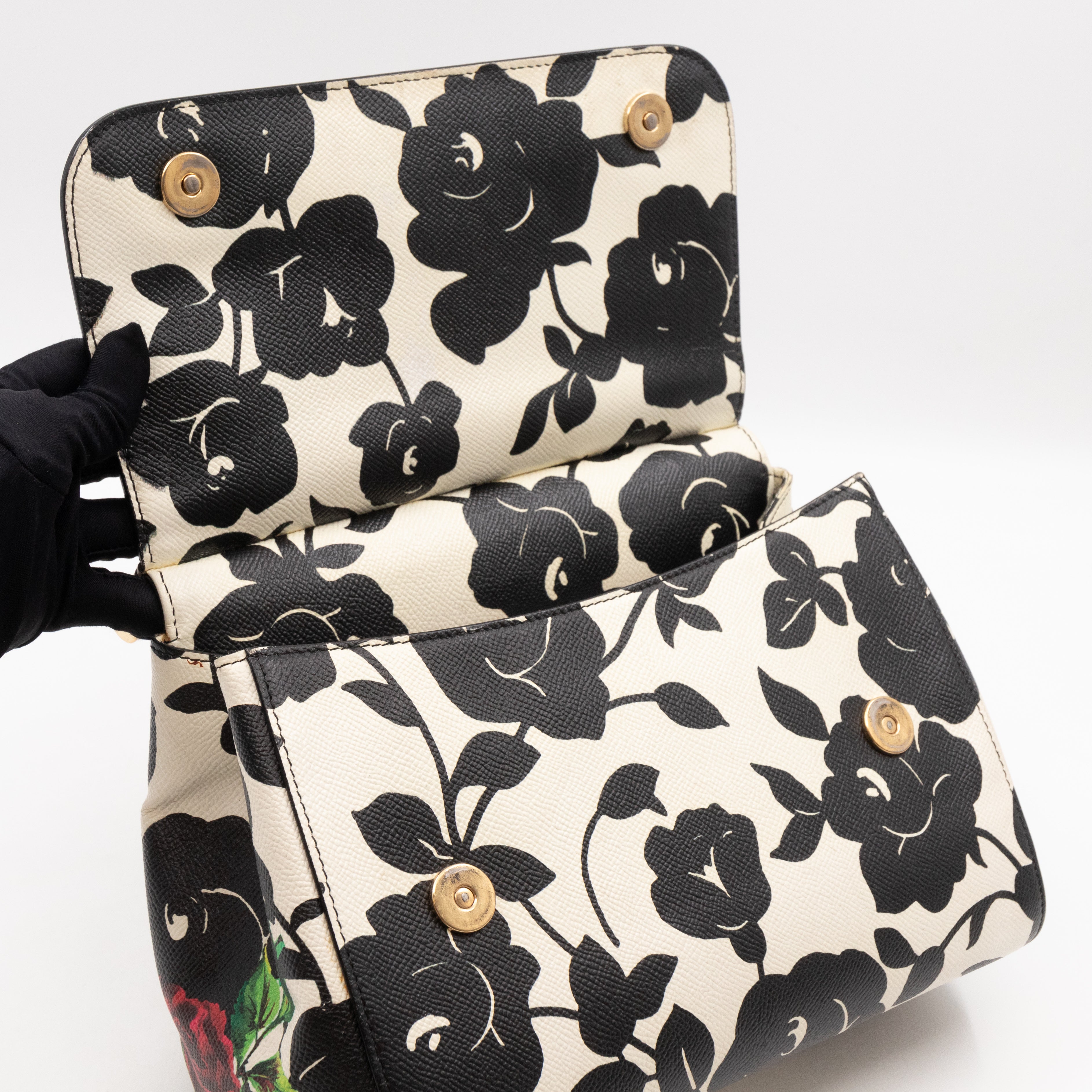 Sicily Red Roses Print Dauphine Leather