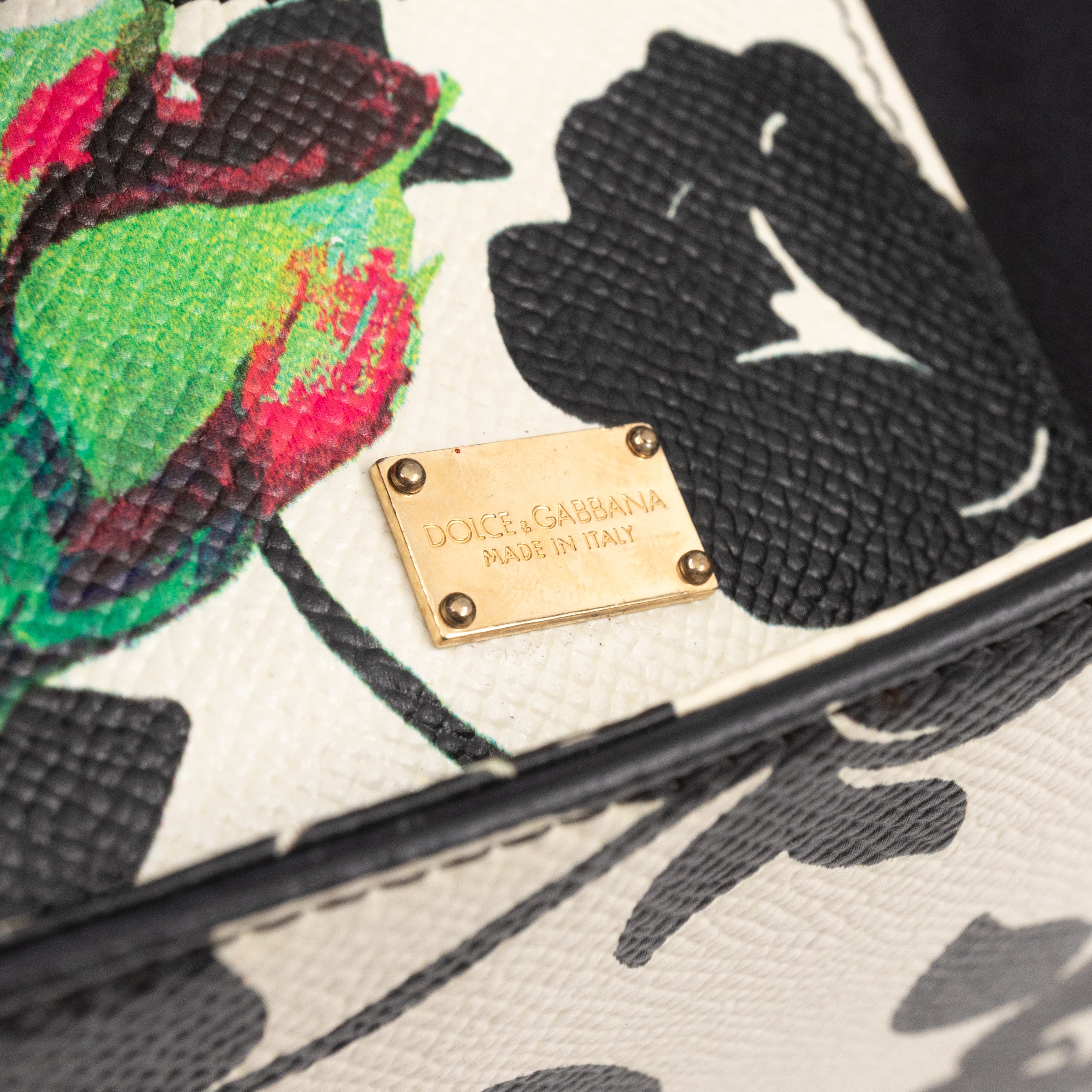 Sicily Red Roses Print Dauphine Leather