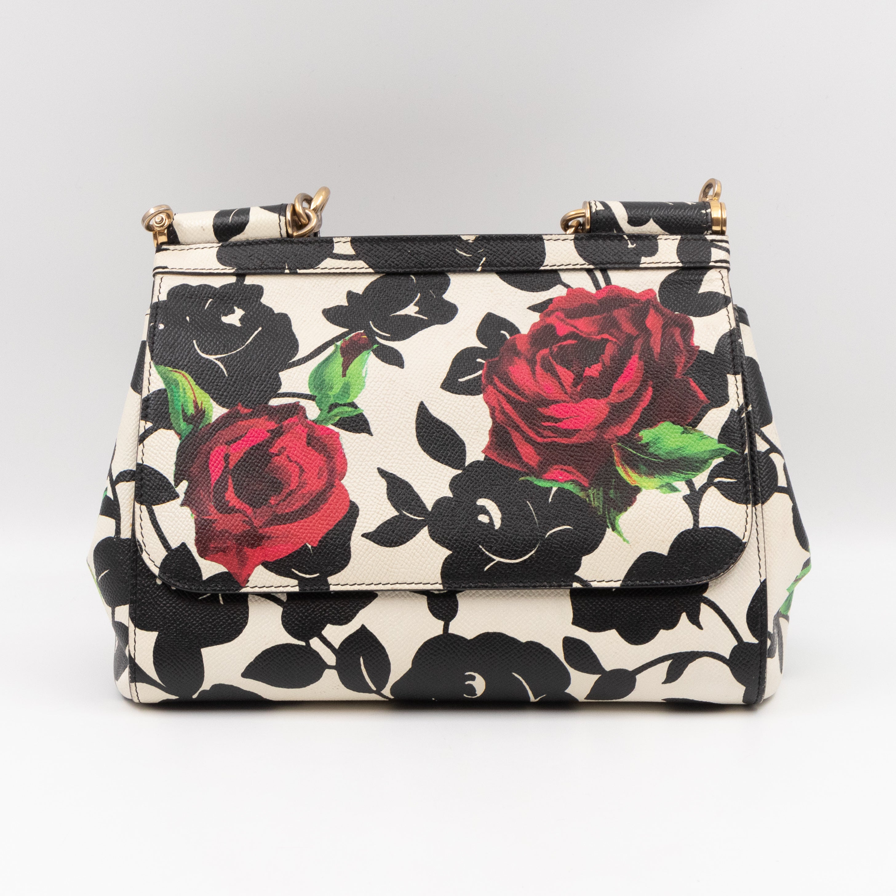 Sicily Red Roses Print Dauphine Leather