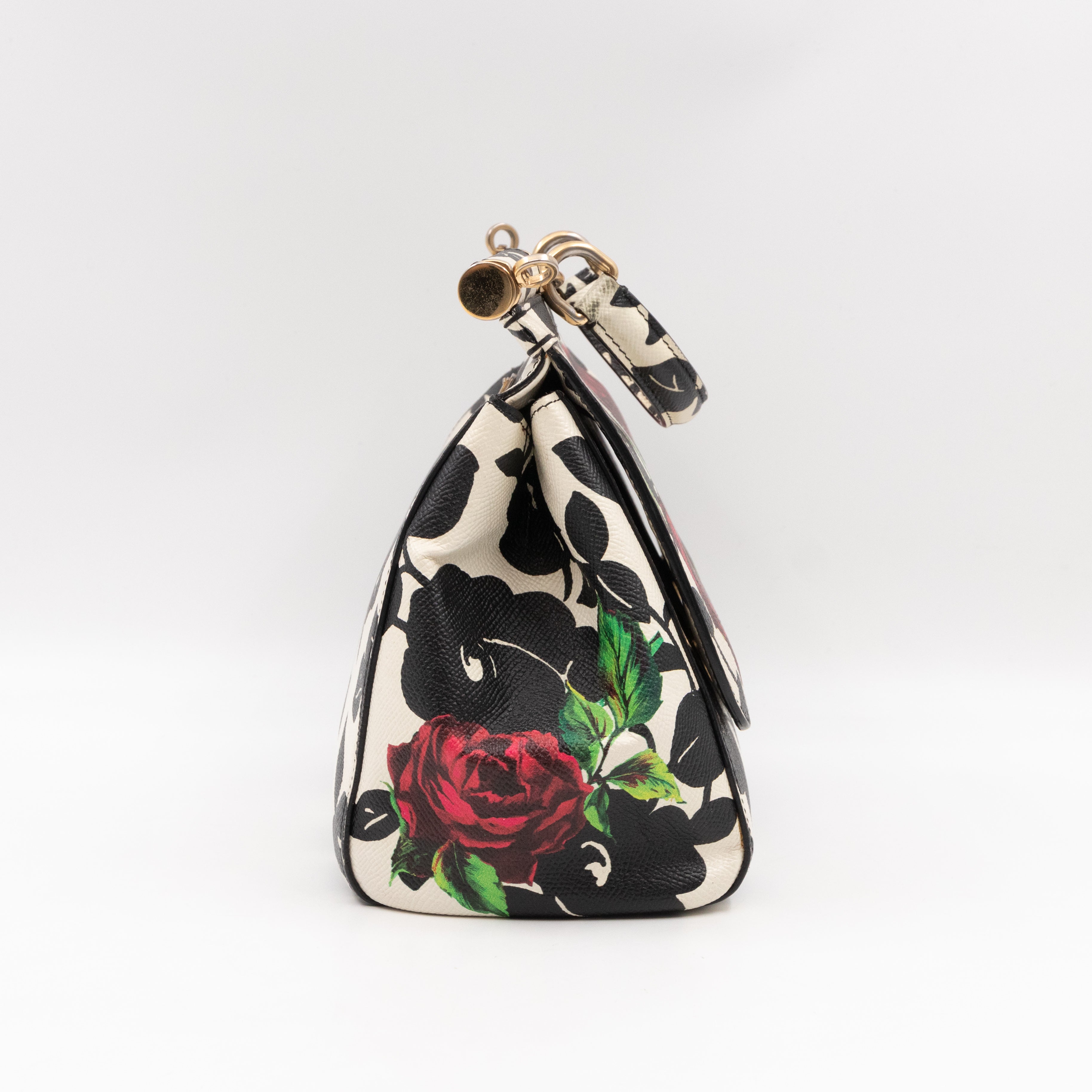 Sicily Red Roses Print Dauphine Leather
