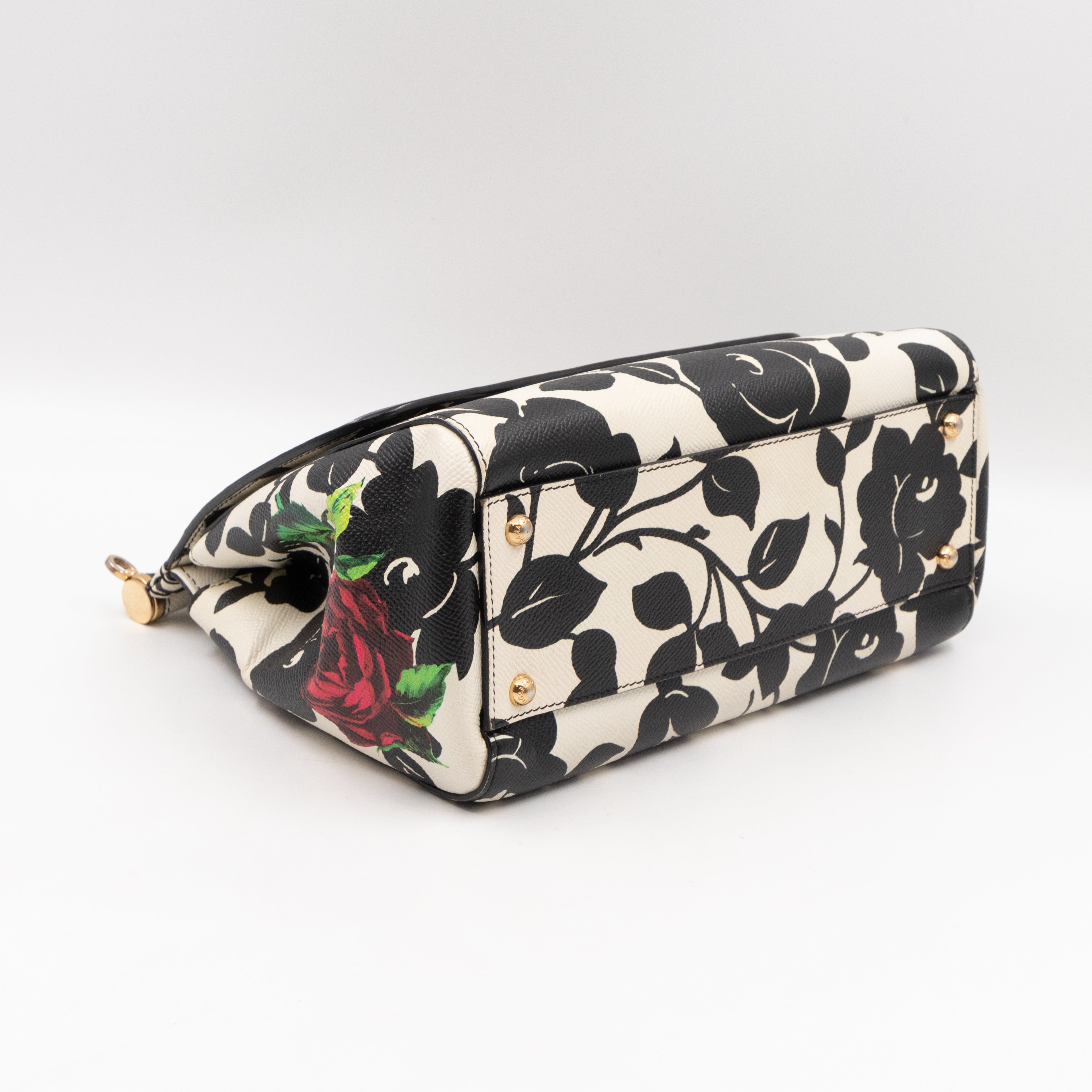 Sicily Red Roses Print Dauphine Leather