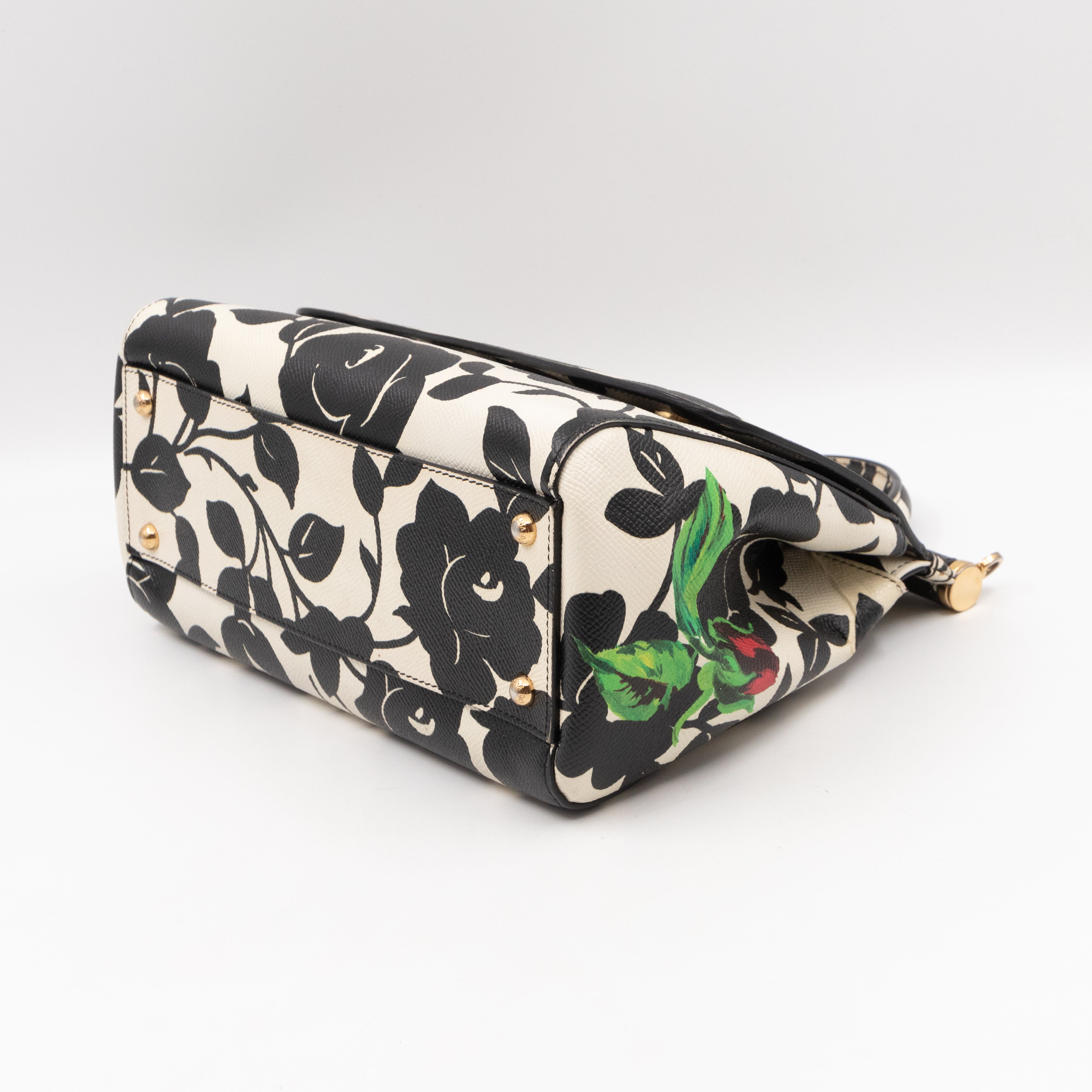 Sicily Red Roses Print Dauphine Leather