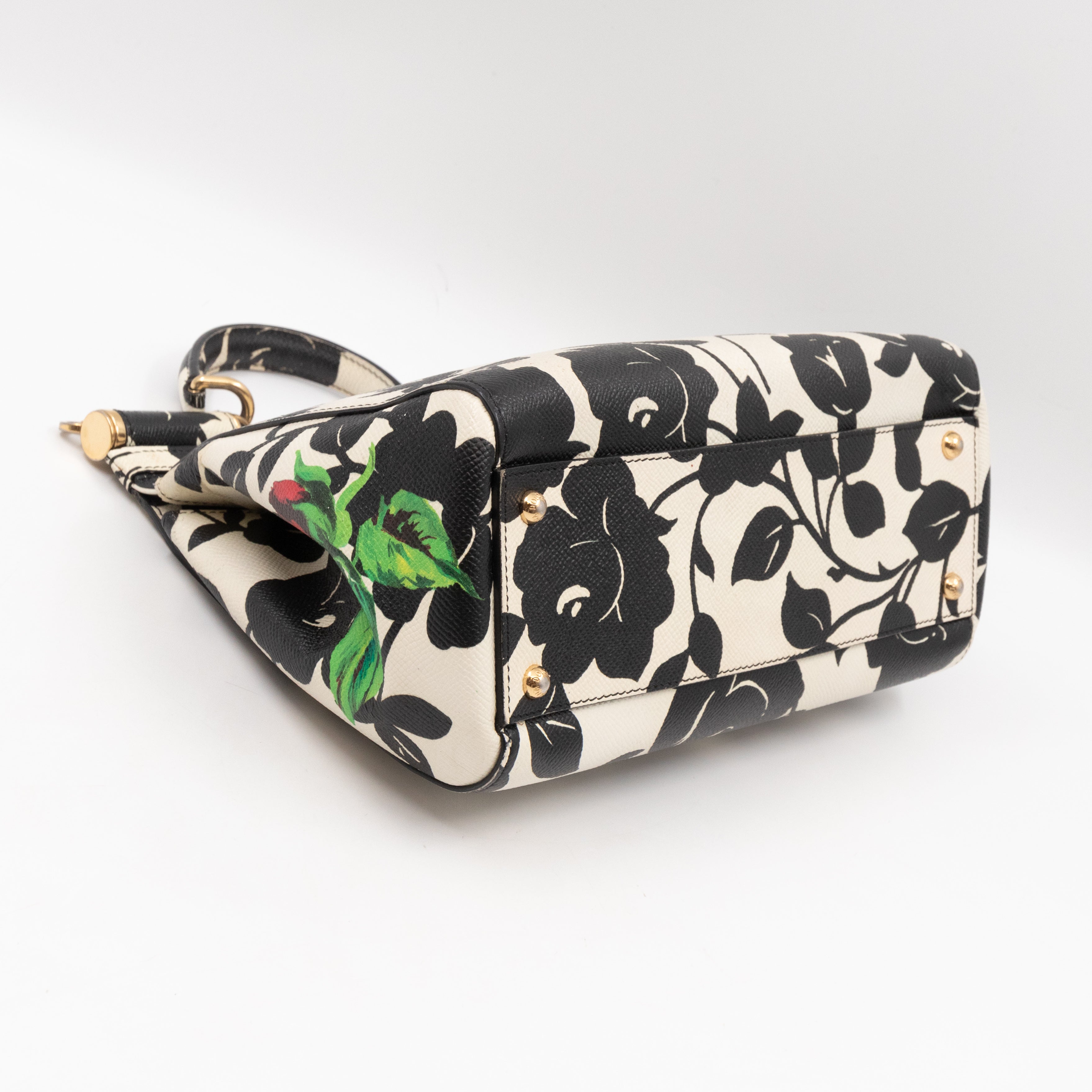 Sicily Red Roses Print Dauphine Leather