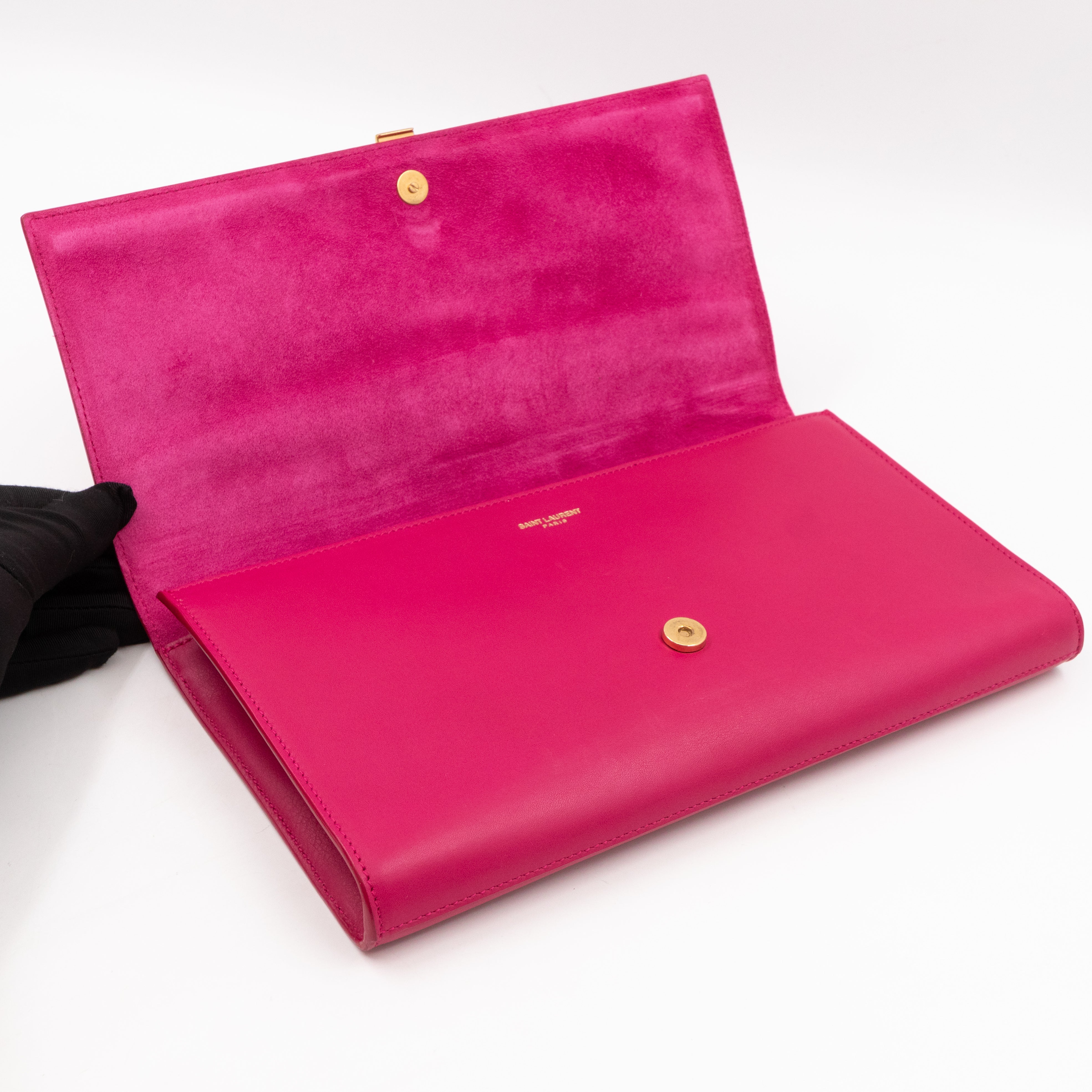 Chyc Ligne Y Clutch Pink Smooth Leather