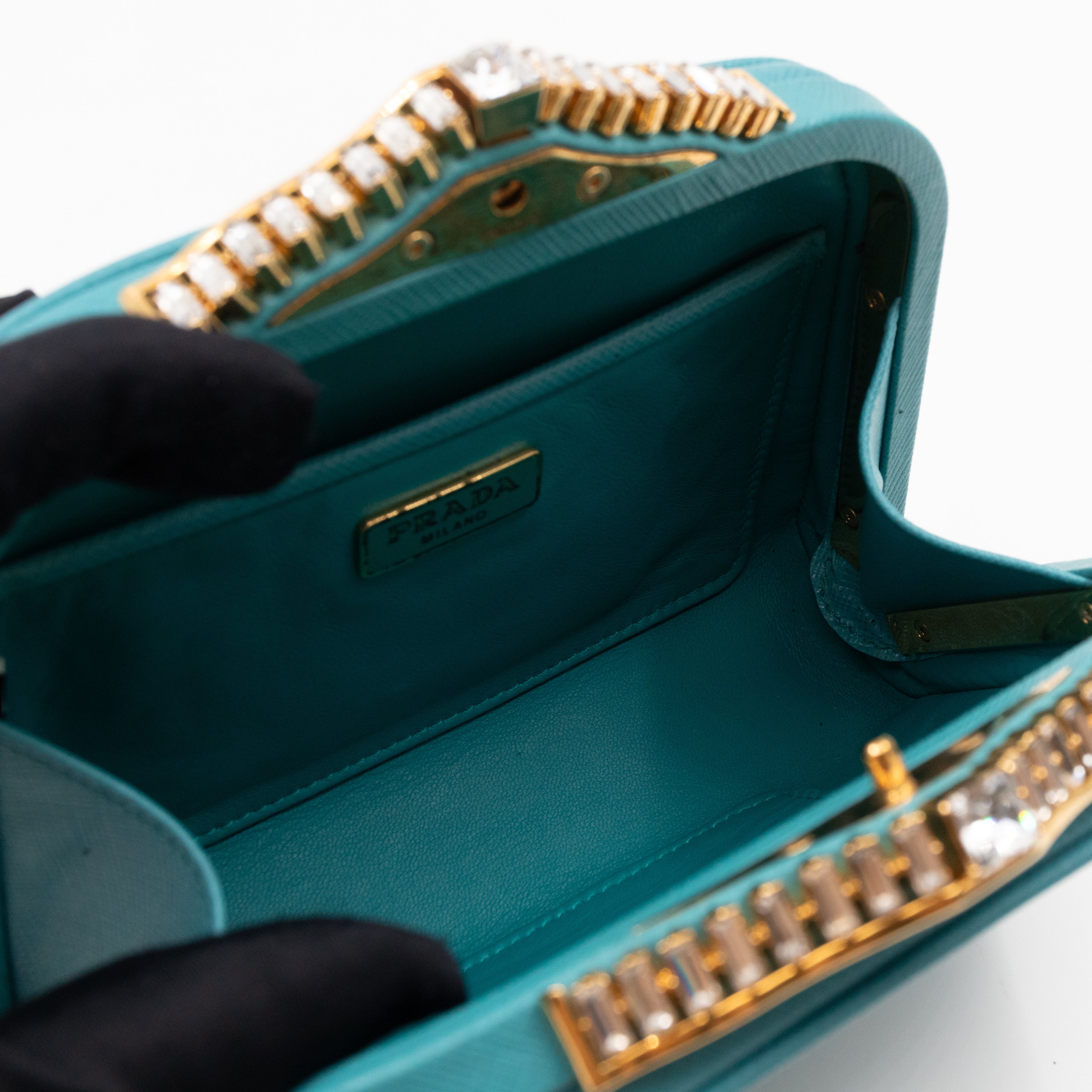 Clutch Turquoise Saffiano Leather