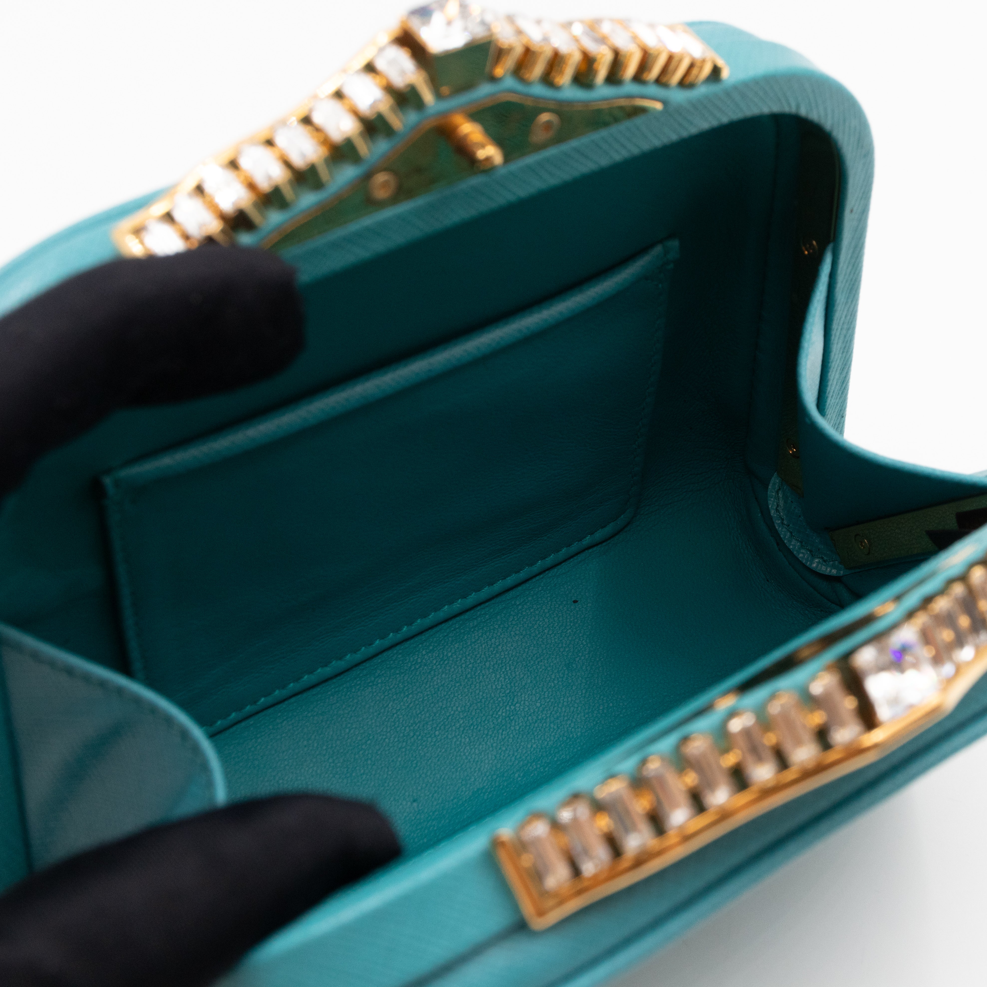 Clutch Turquoise Saffiano Leather