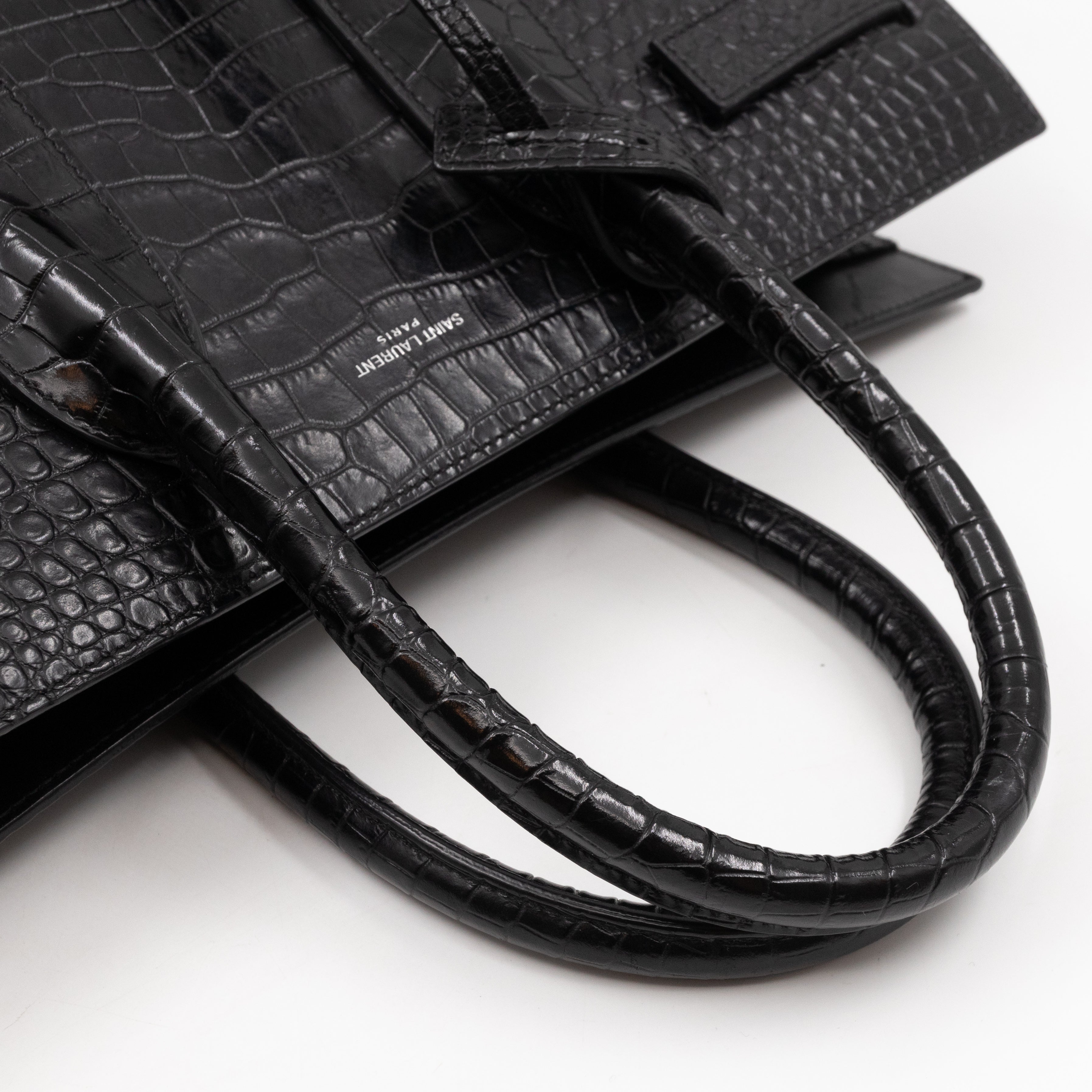 Sac de Jour Small Black Croc Embossed Leather