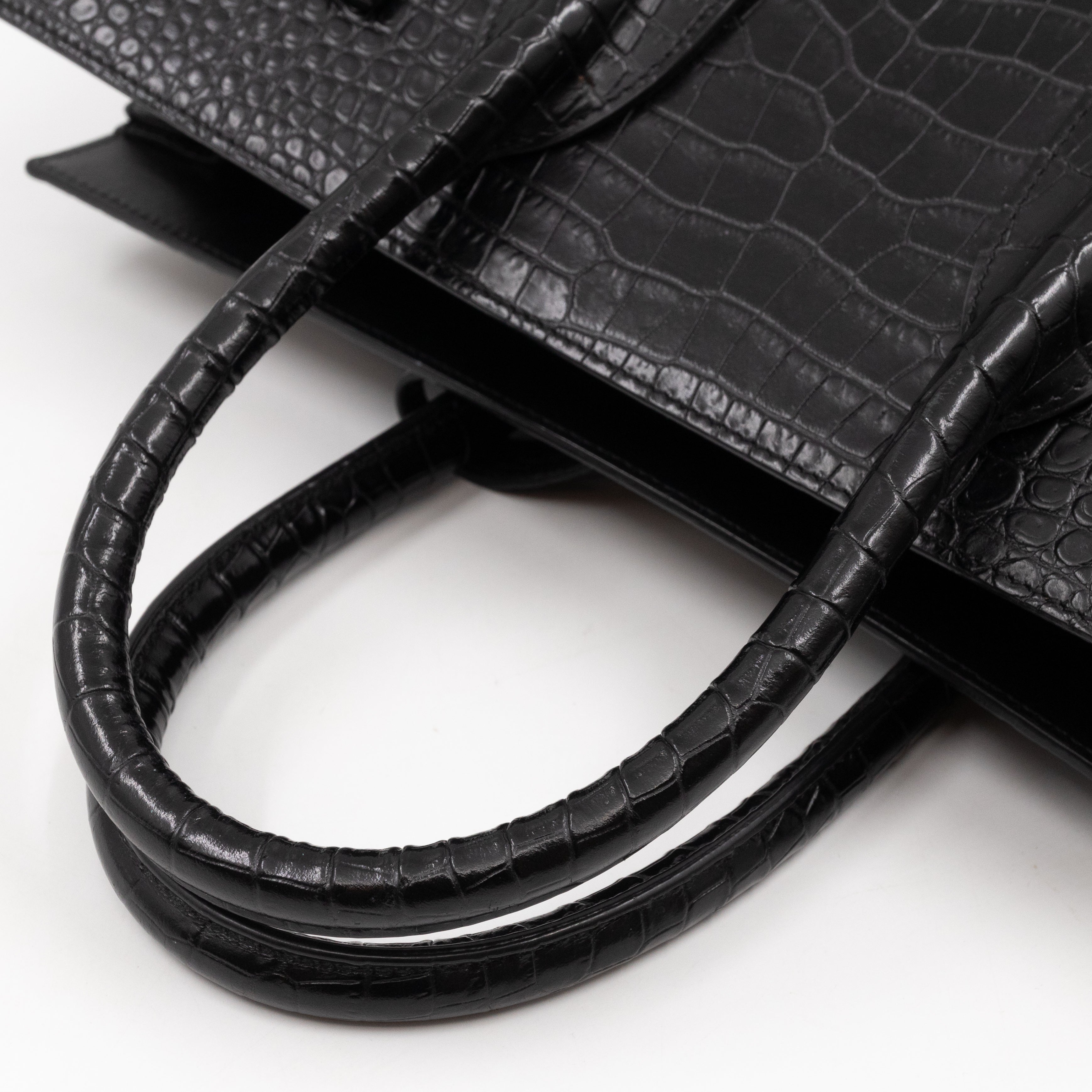 Sac de Jour Small Black Croc Embossed Leather