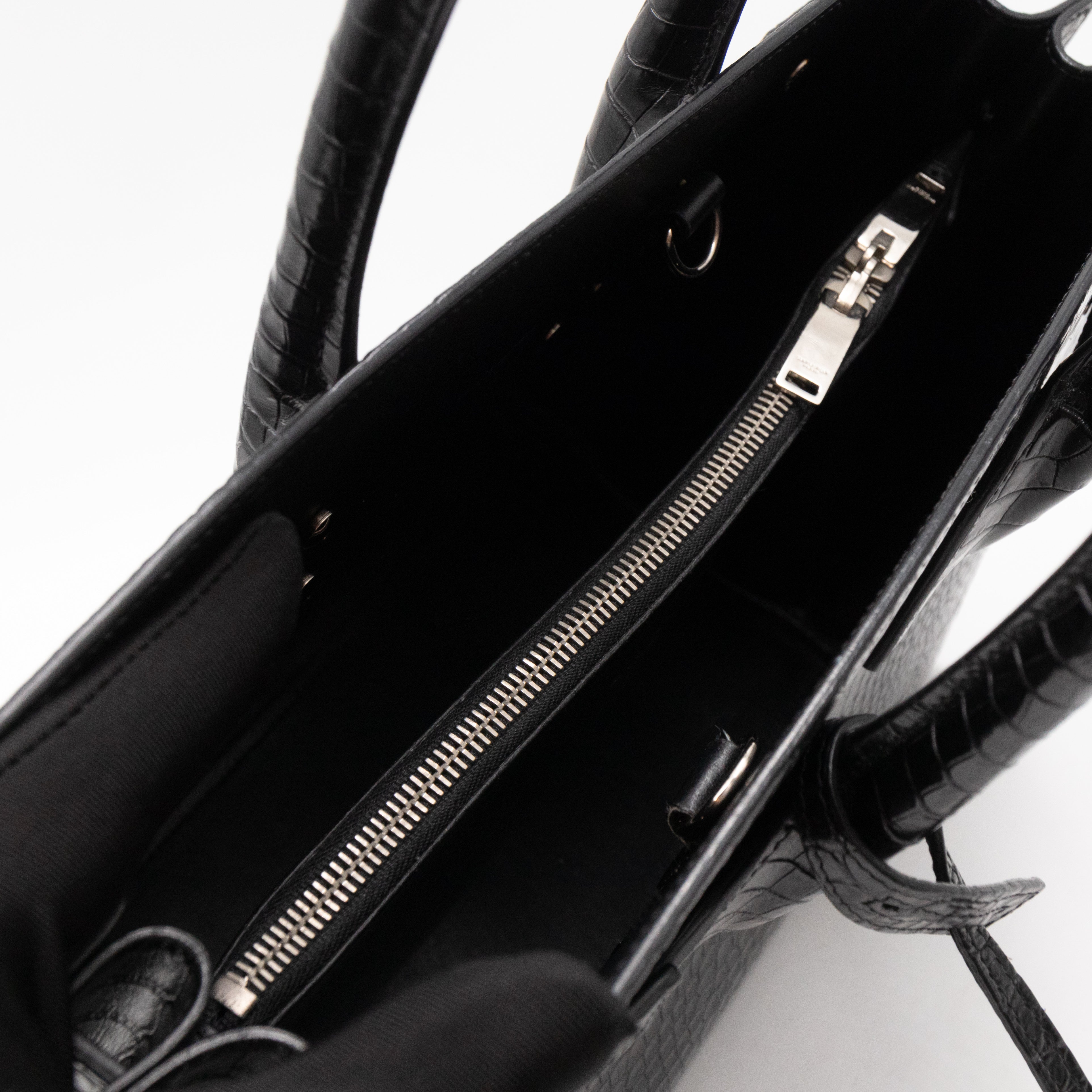 Sac de Jour Small Black Croc Embossed Leather