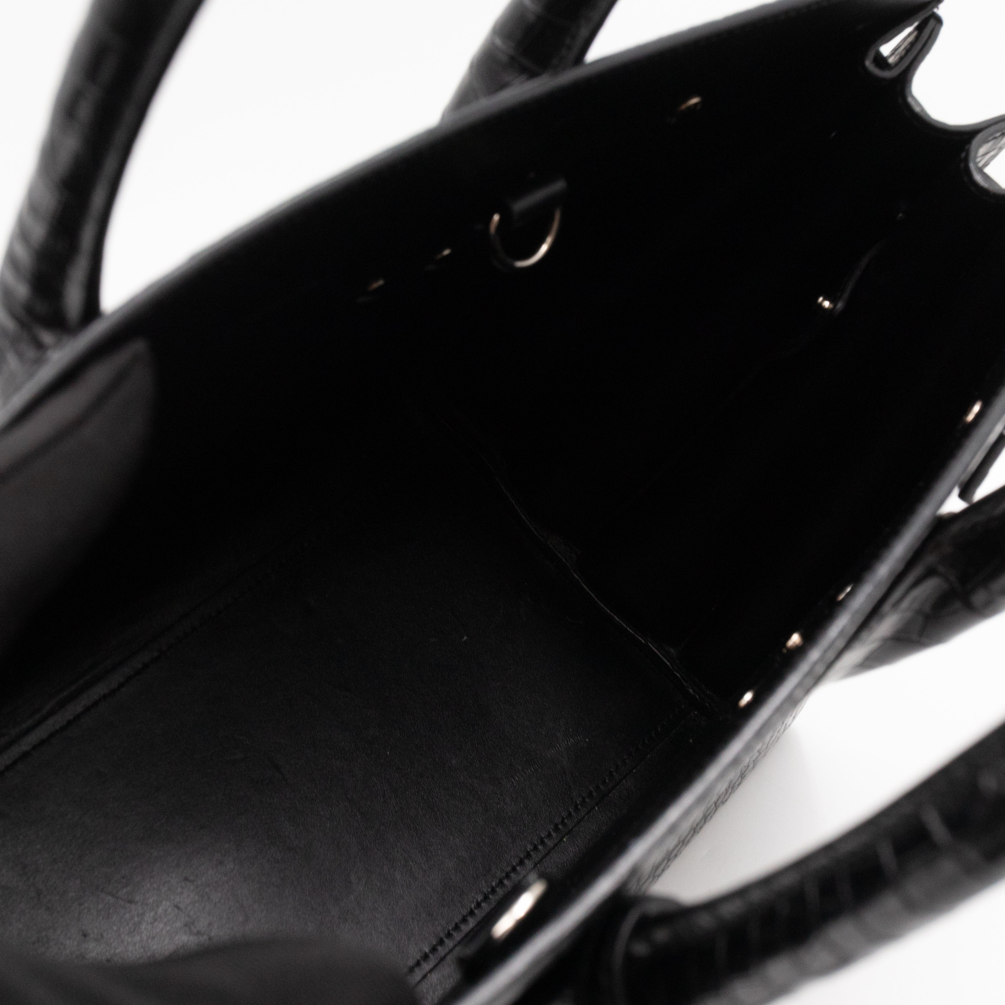 Sac de Jour Small Black Croc Embossed Leather