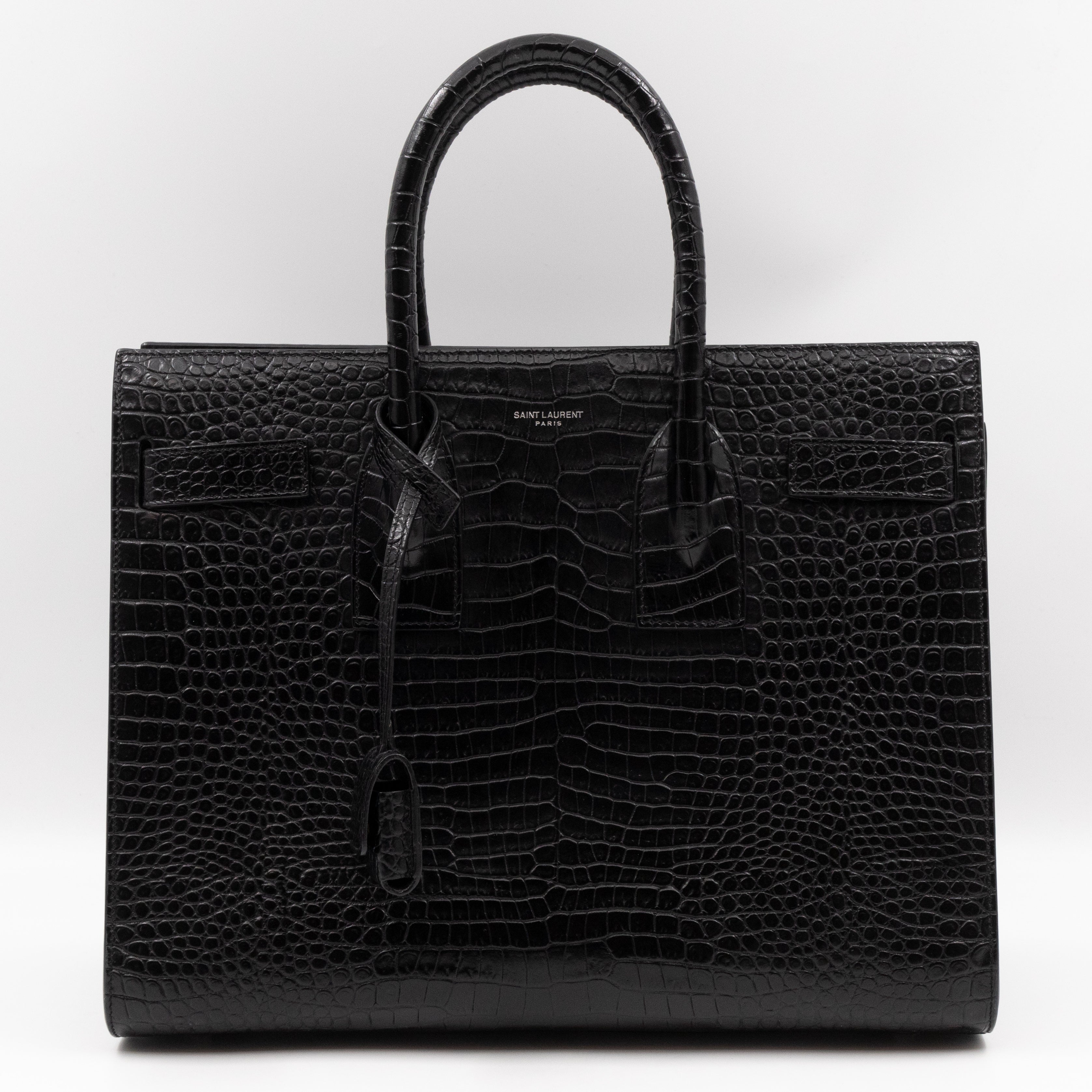 Sac de Jour Small Black Croc Embossed Leather