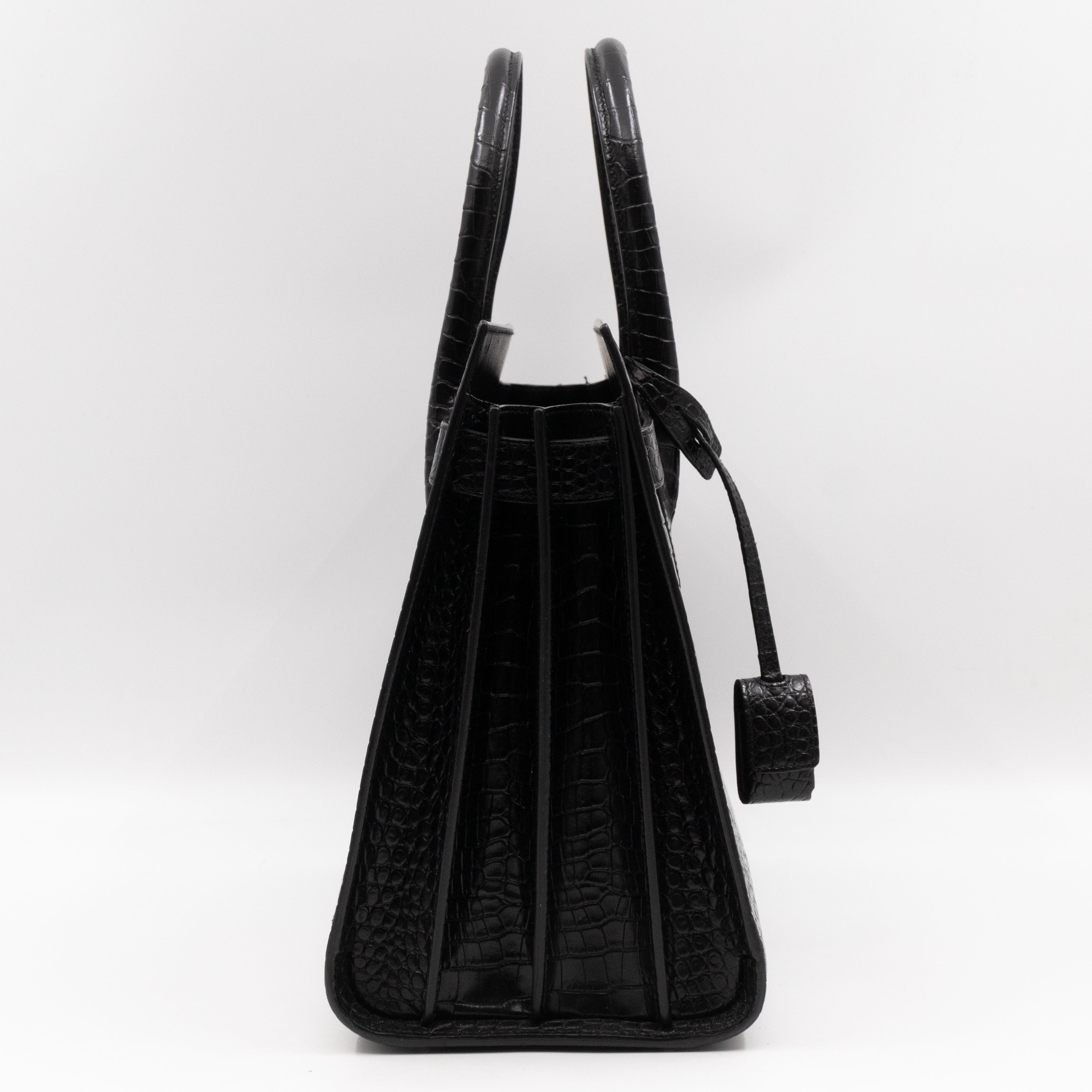 Sac de Jour Small Black Croc Embossed Leather