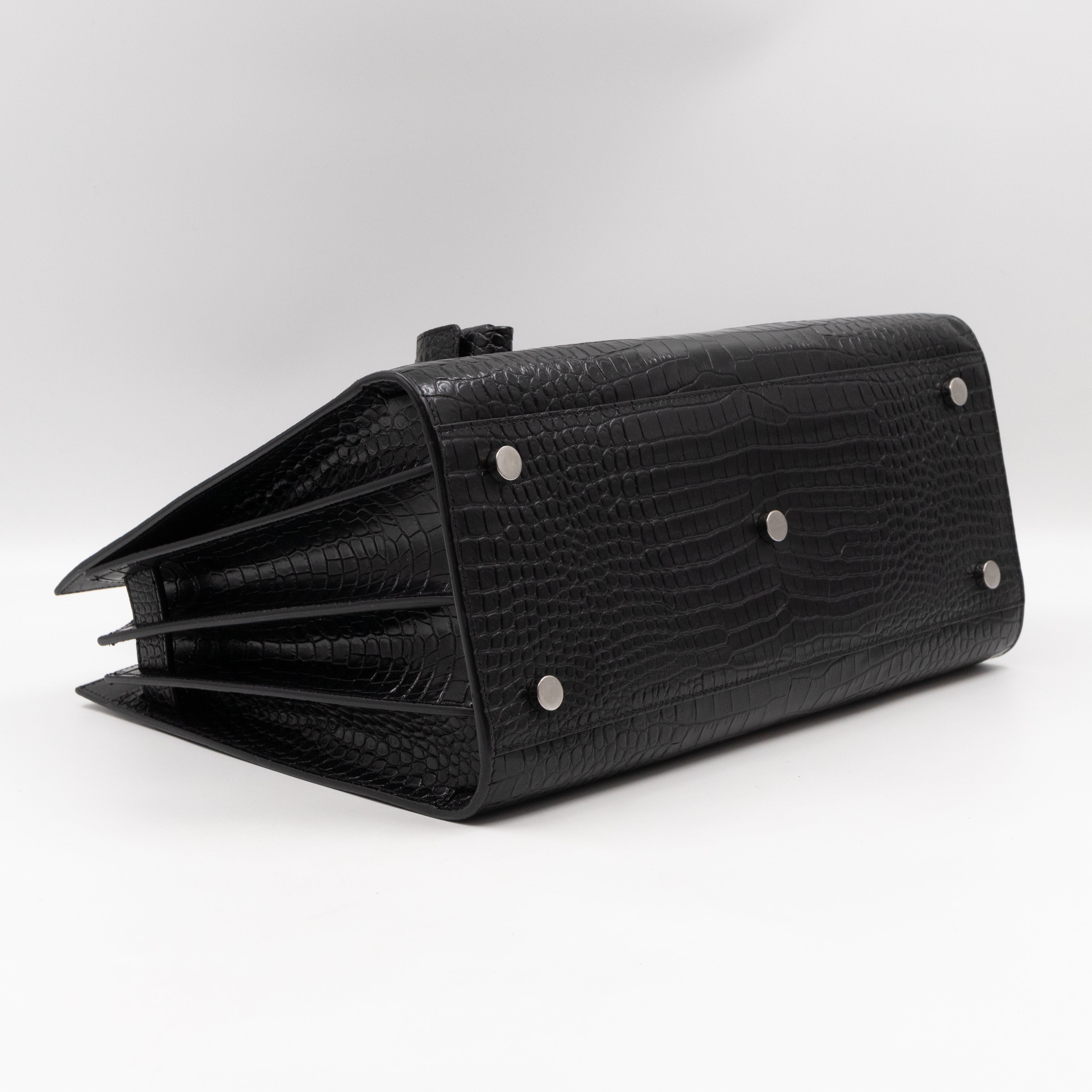 Sac de Jour Small Black Croc Embossed Leather