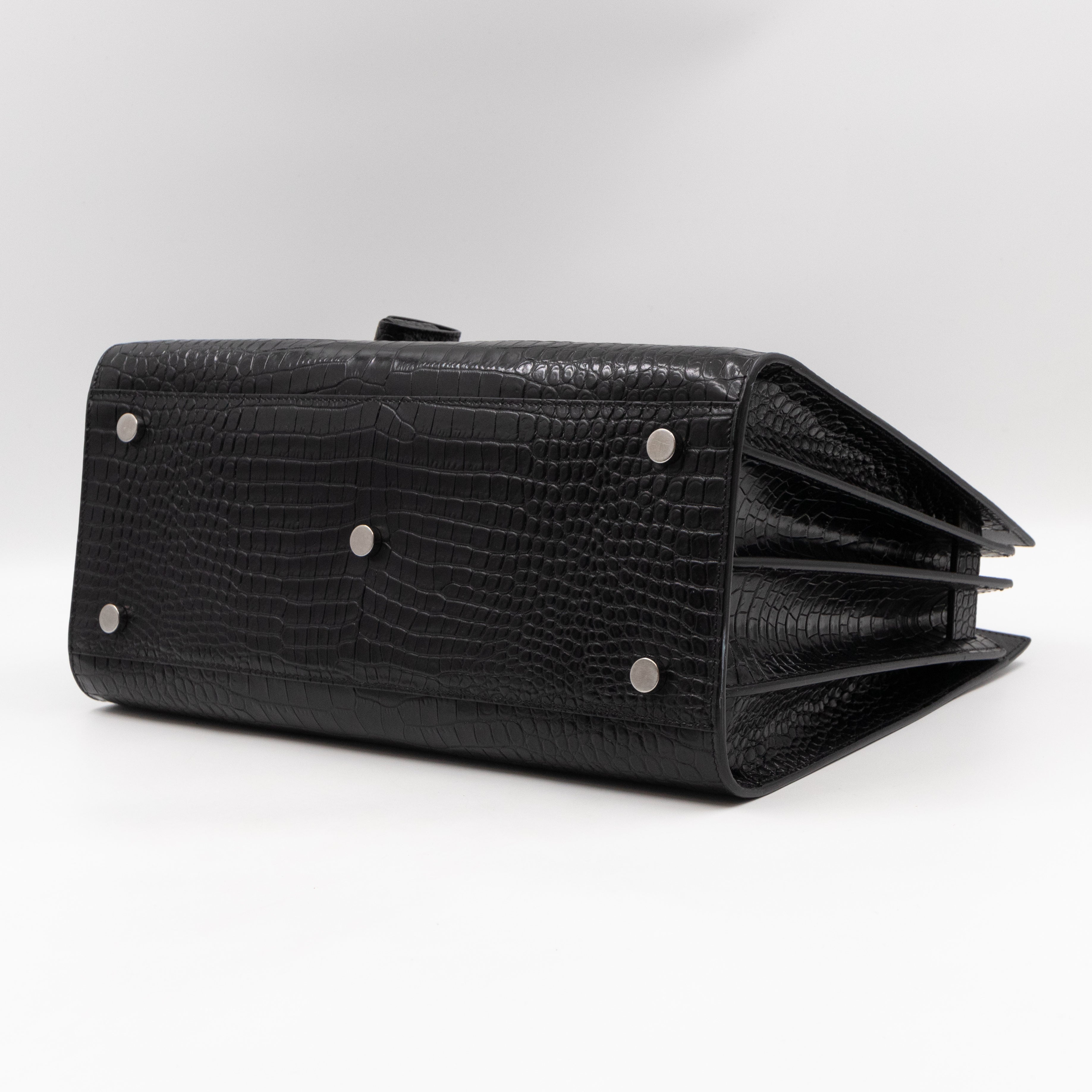 Sac de Jour Small Black Croc Embossed Leather