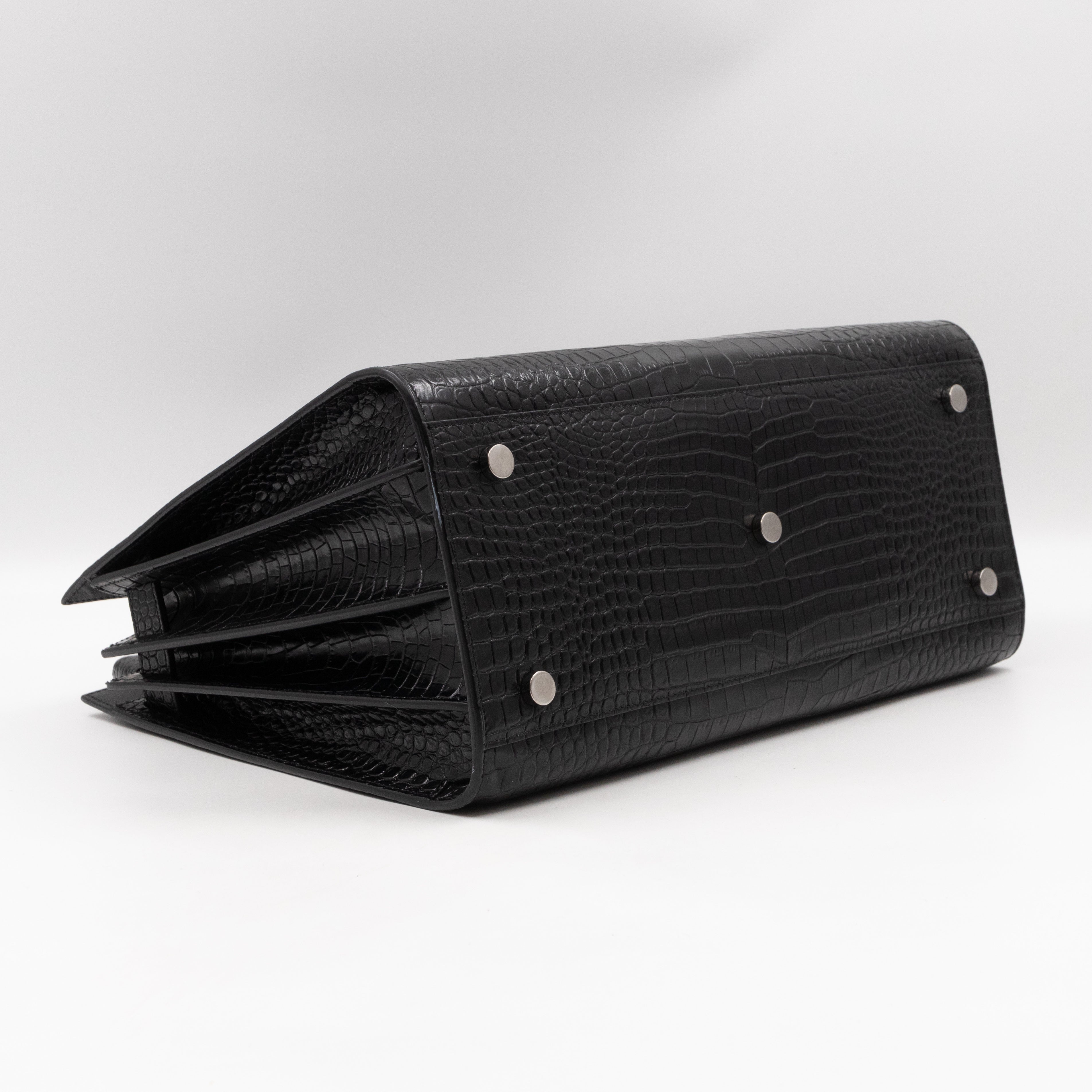 Sac de Jour Small Black Croc Embossed Leather