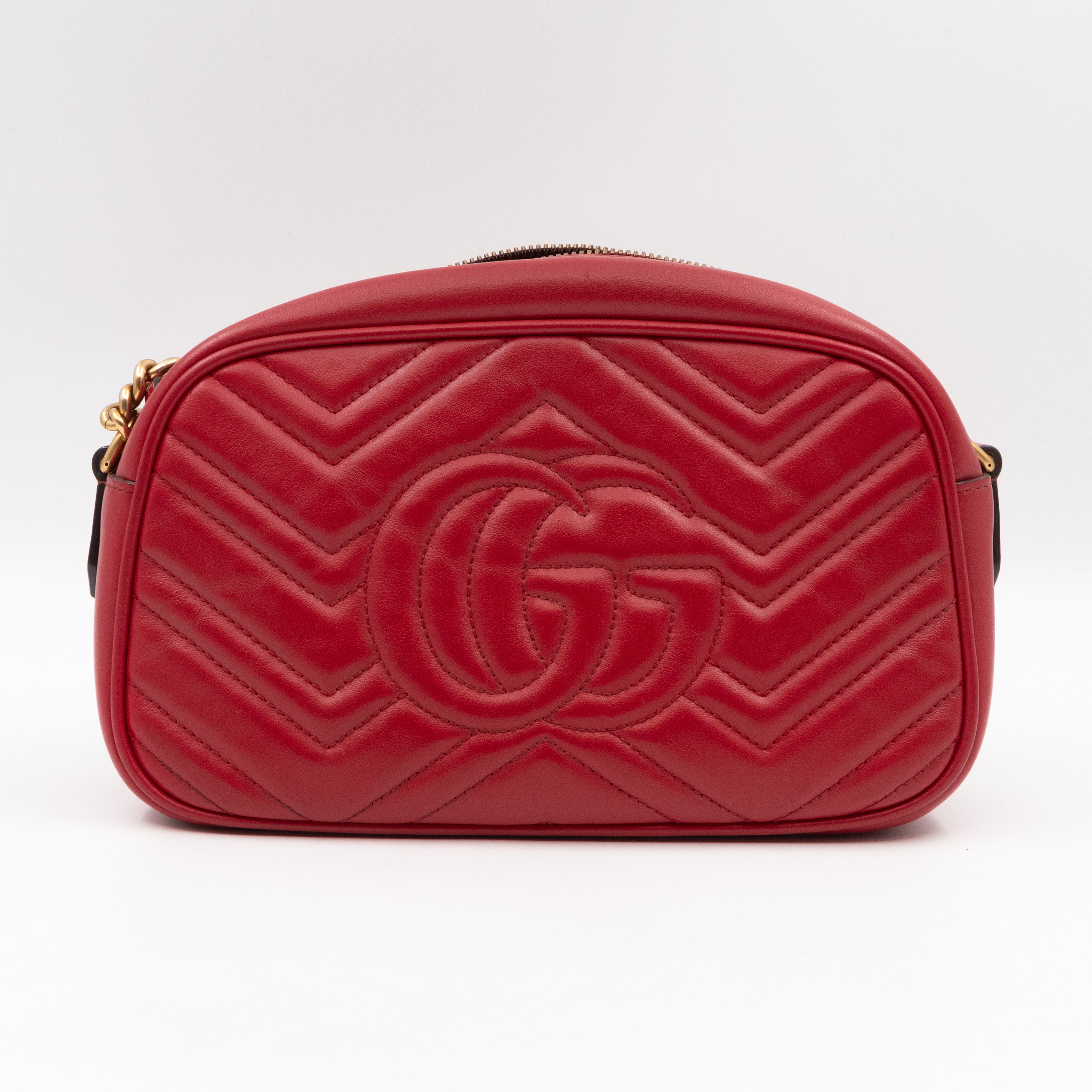 GG Marmont Small Matelasse Red Leather