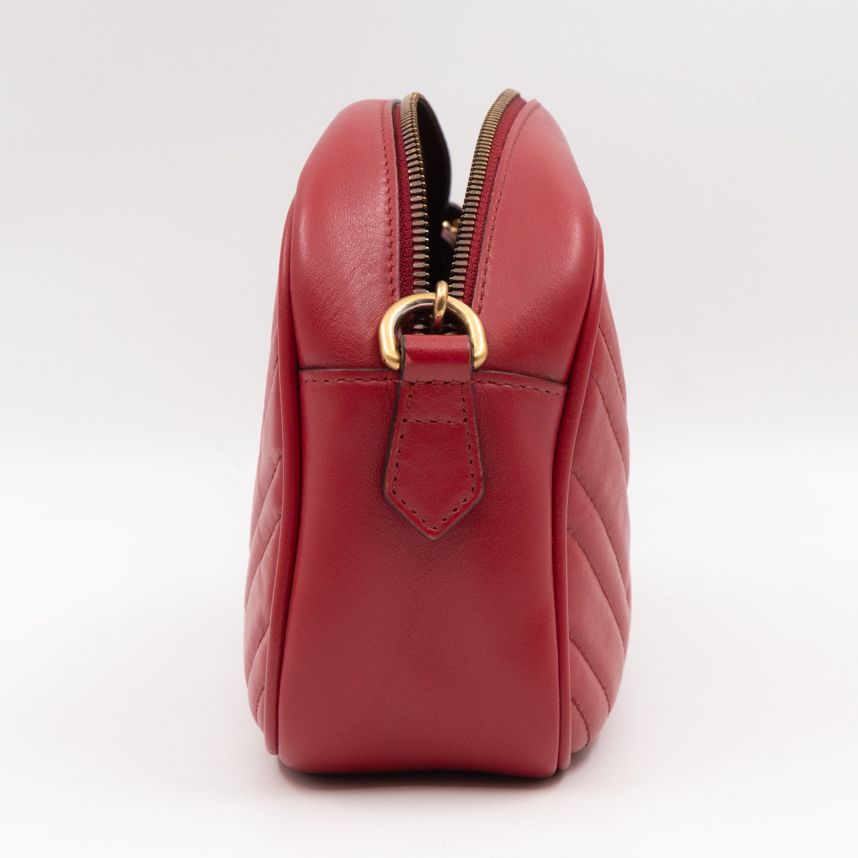 GG Marmont Small Matelasse Red Leather